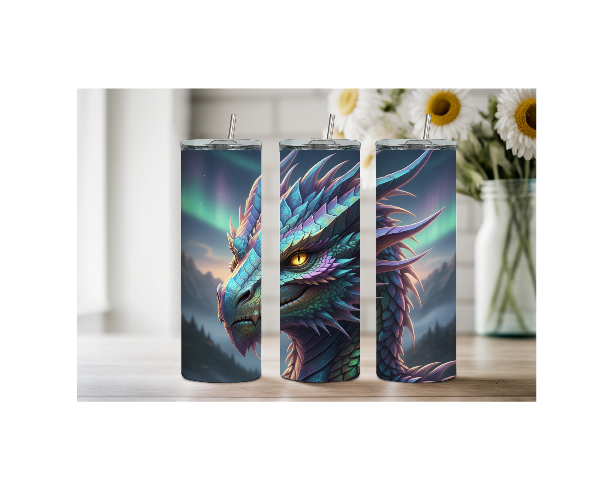 Mystic Scales Dragon Stainless Tumbler. Multiple Sizes and Images Available.