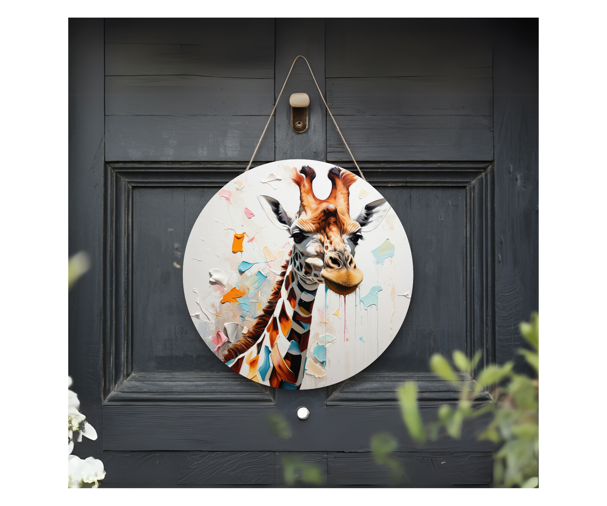 Good Vibes, Tall Smiles Giraffe Welcome Sign