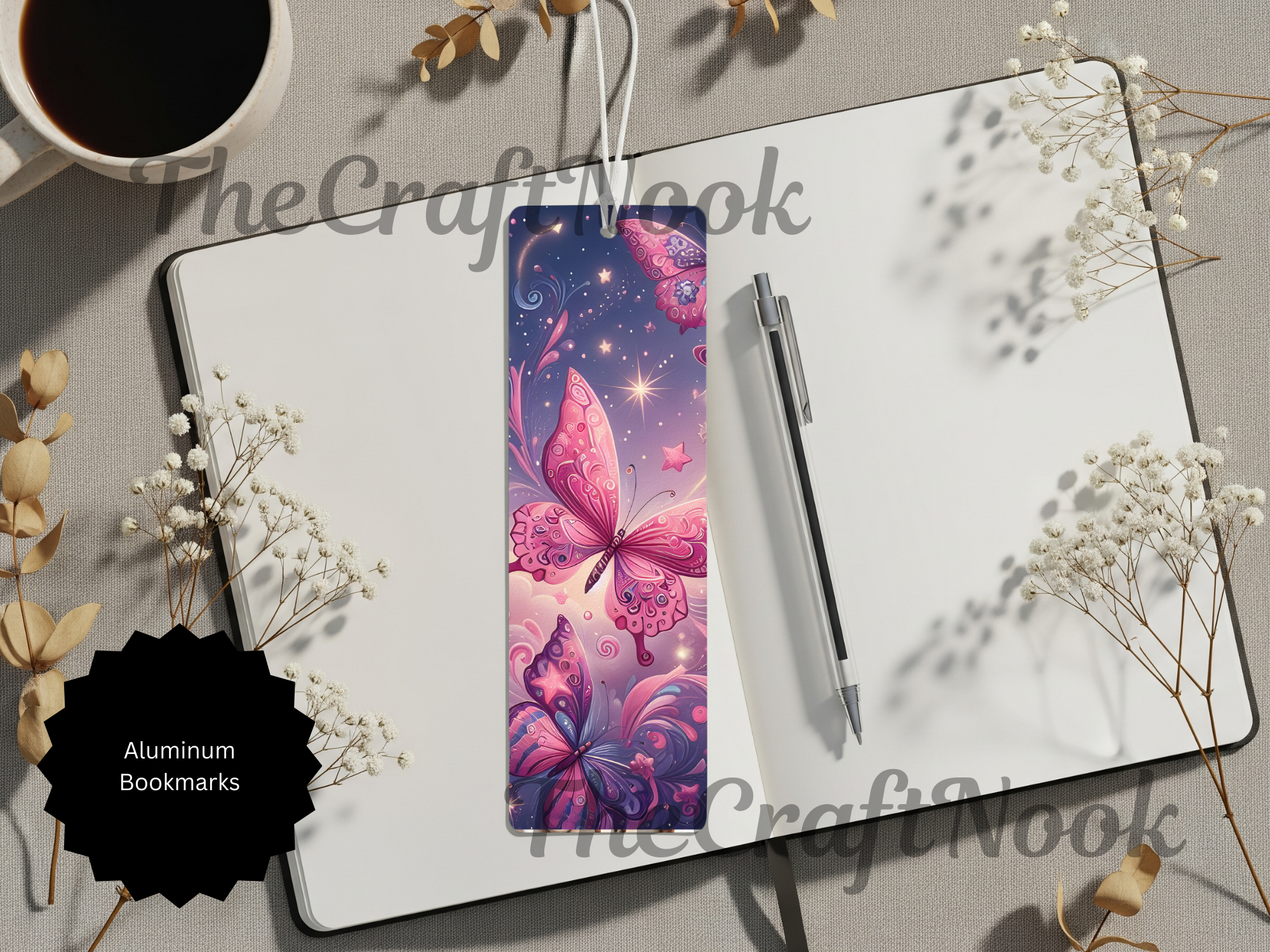 Butterfly Bookmarks - Handcrafted Aluminum Metal with Beads & Glitter
