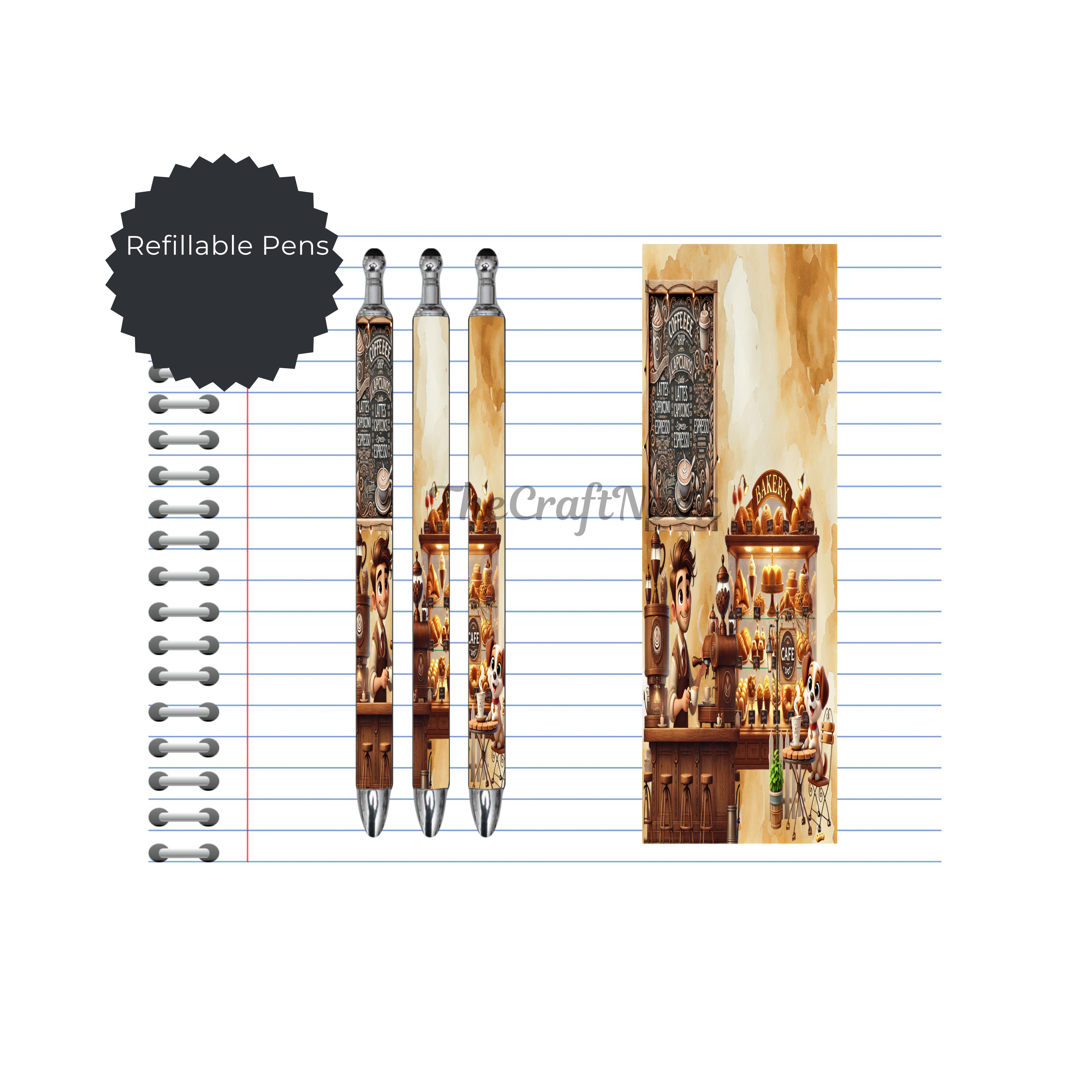 Caffeine & Creativity Refillable Pens, multiple options and Images available.
