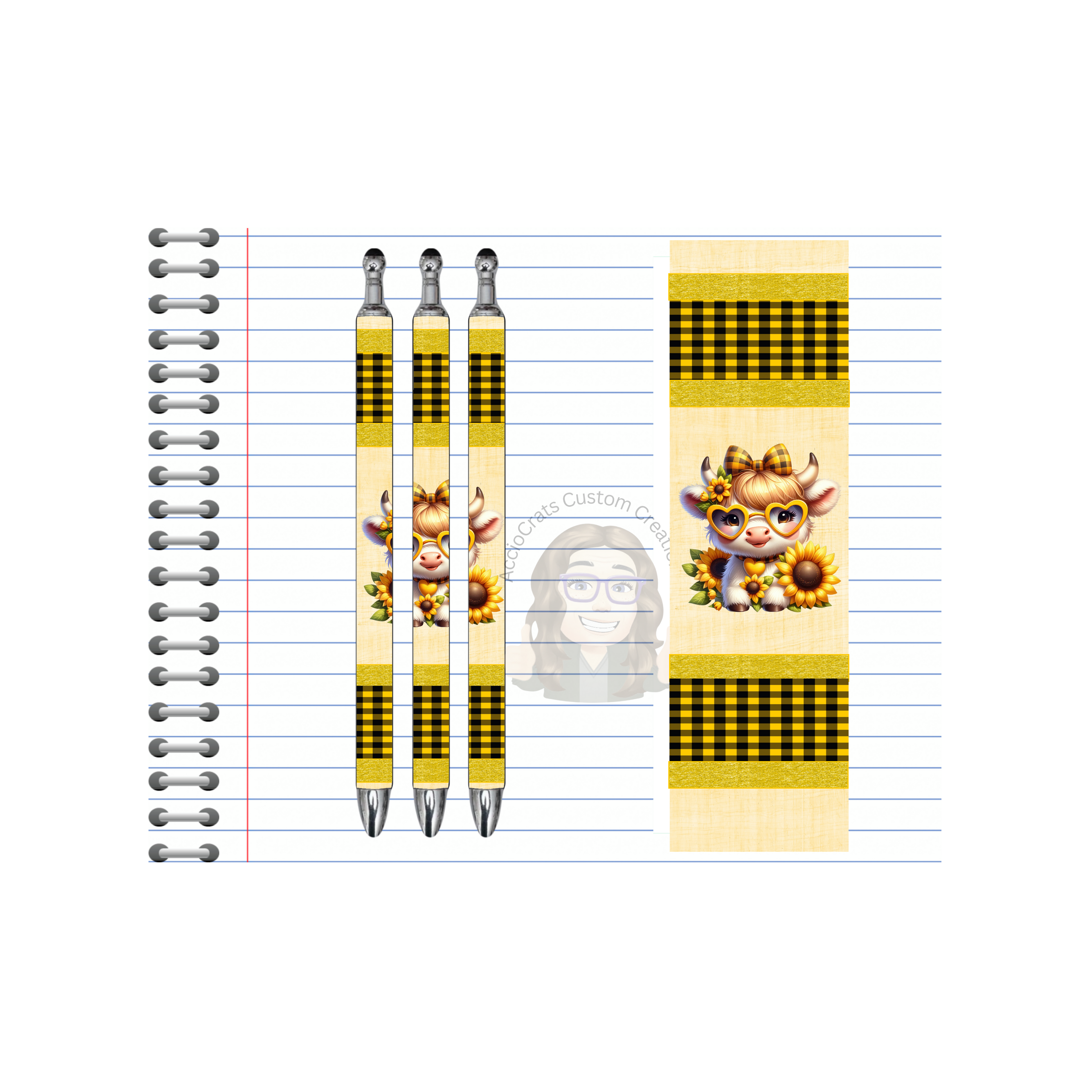 Refillable Pens, Highland Cow Images.  Cute notes start here. Multiple options and Images available.
