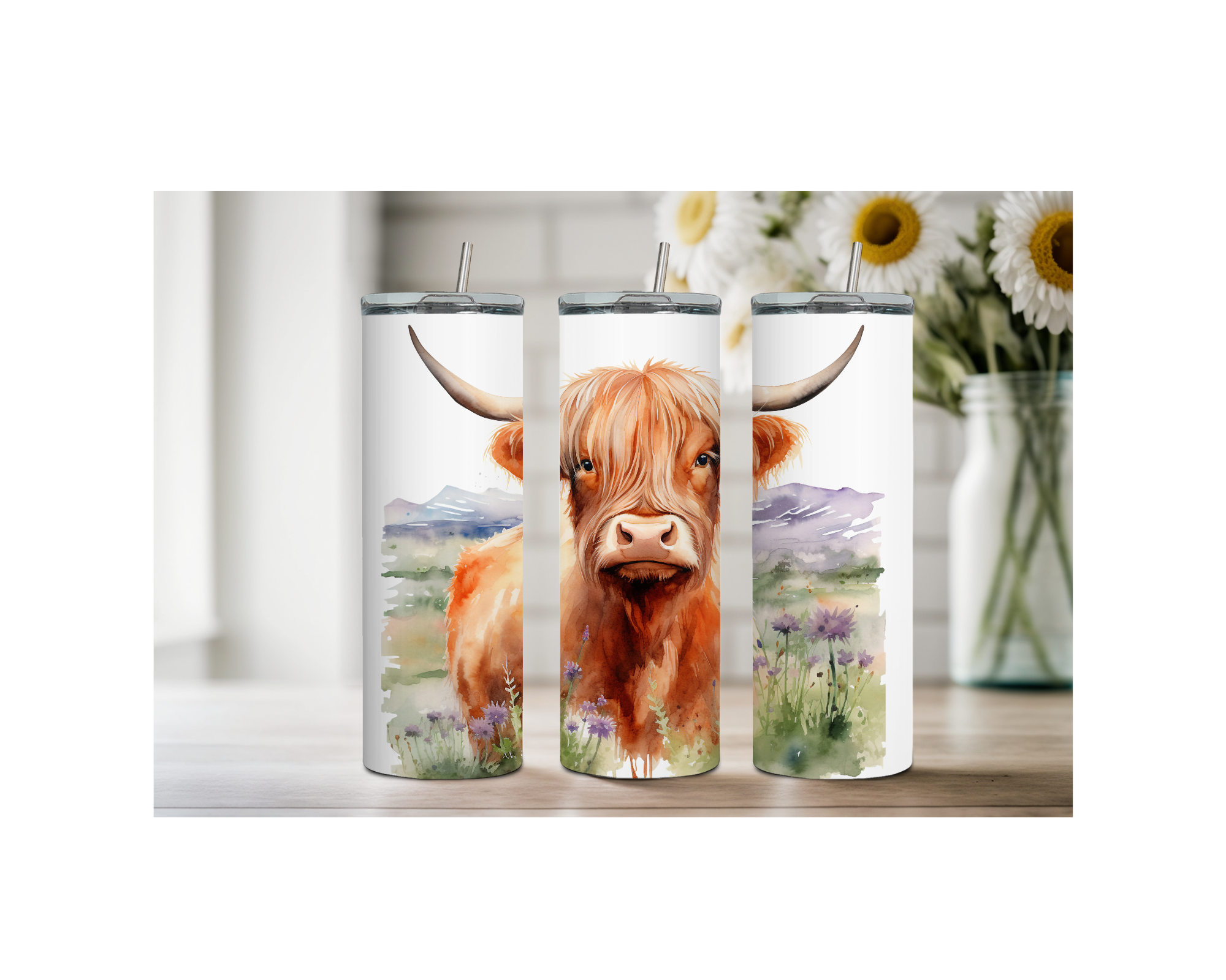 20 oz Highland Cutie Country Stainless Steel Tumbler. Multiple Images Available.