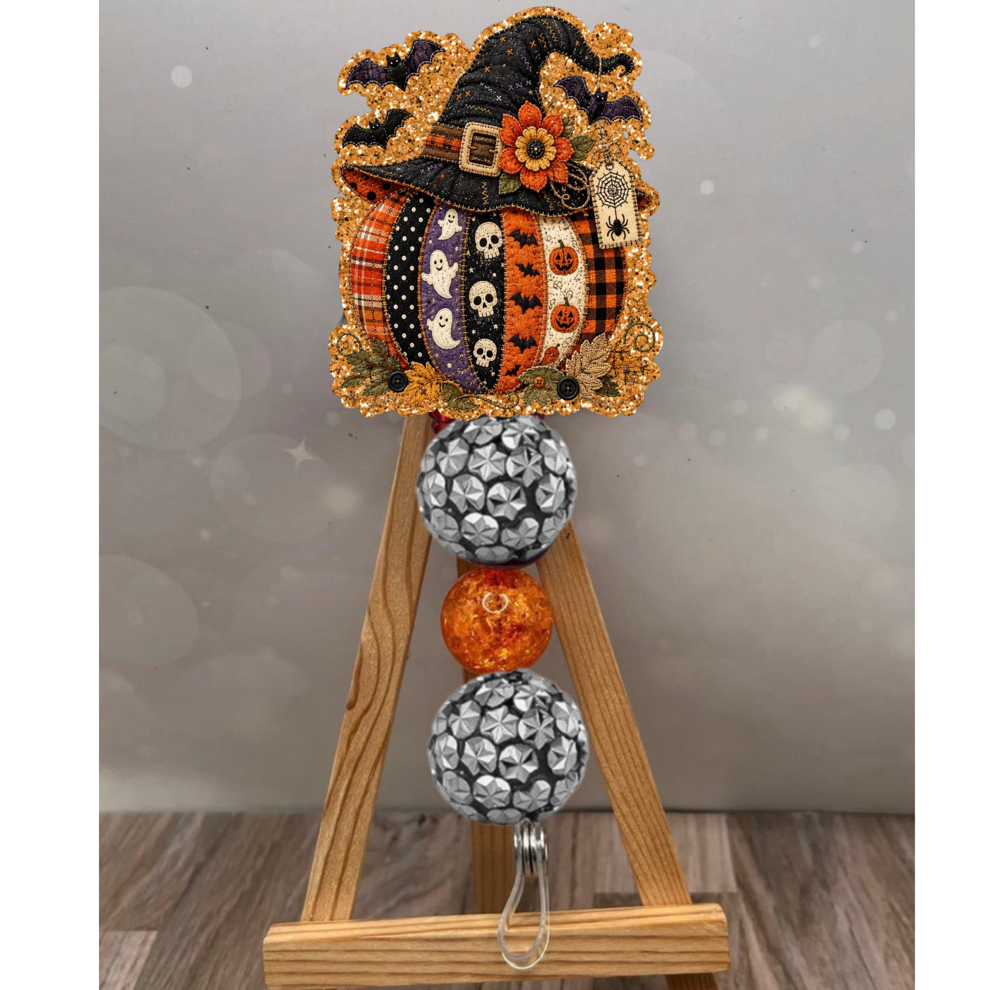 Patchwork Pumpkin Badge Pull