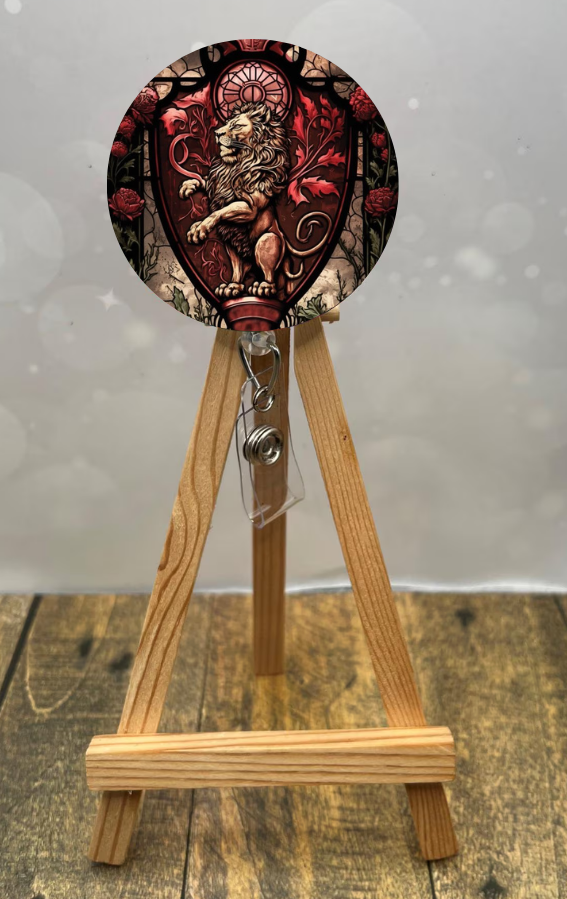 Lion House Pride badge pulls. Multiple Images available. Add beads or shimmer glitter options.