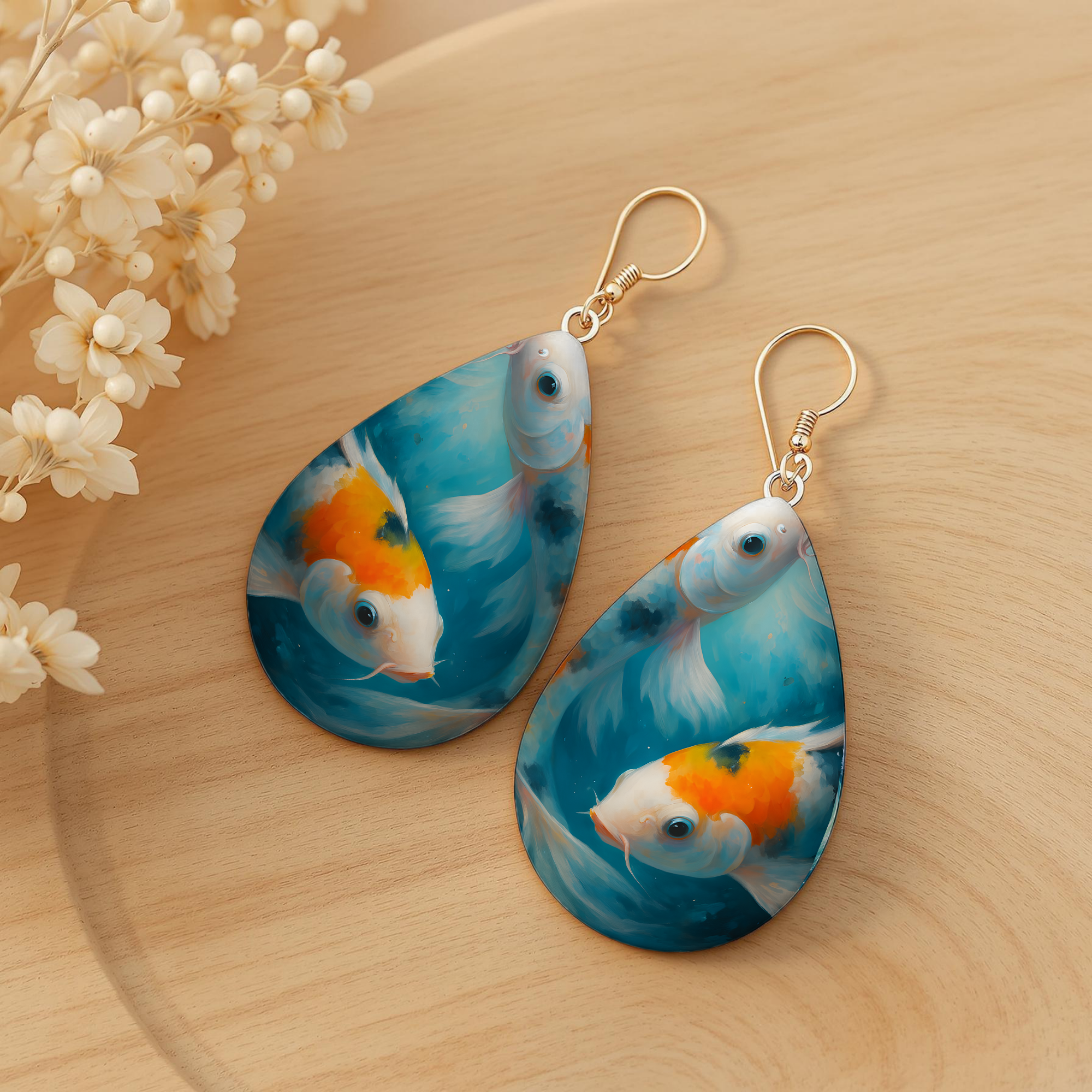 Koi Fish Teardrop Earrings