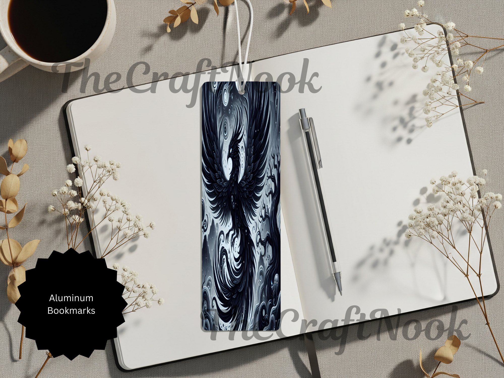 Phoenix Bookmarks - Handcrafted Metal Fire Bird Bookmarks with Beads & Glitter