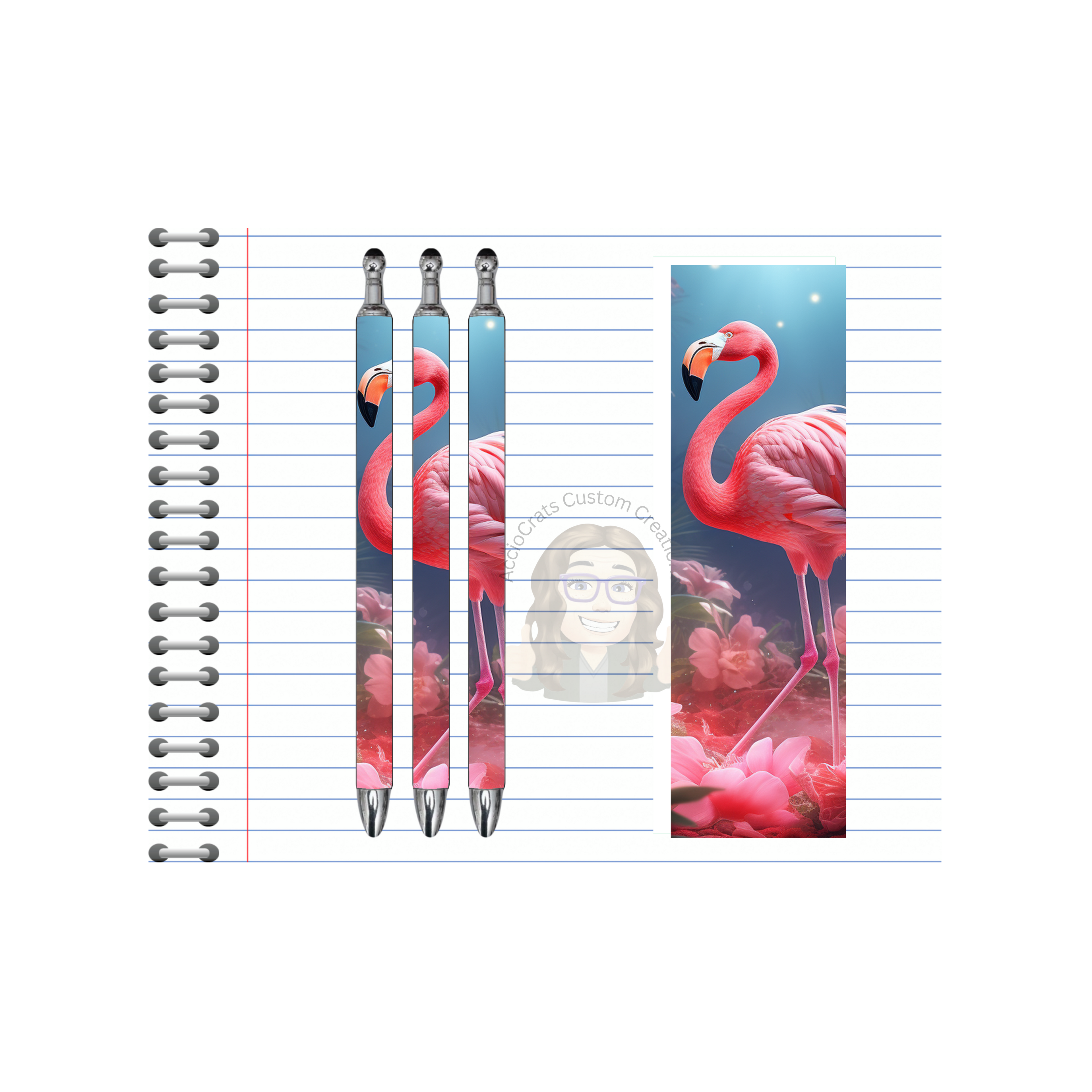 “Whimsical Island Refillable Pens, Flamingo Images multiple options and Images available.
