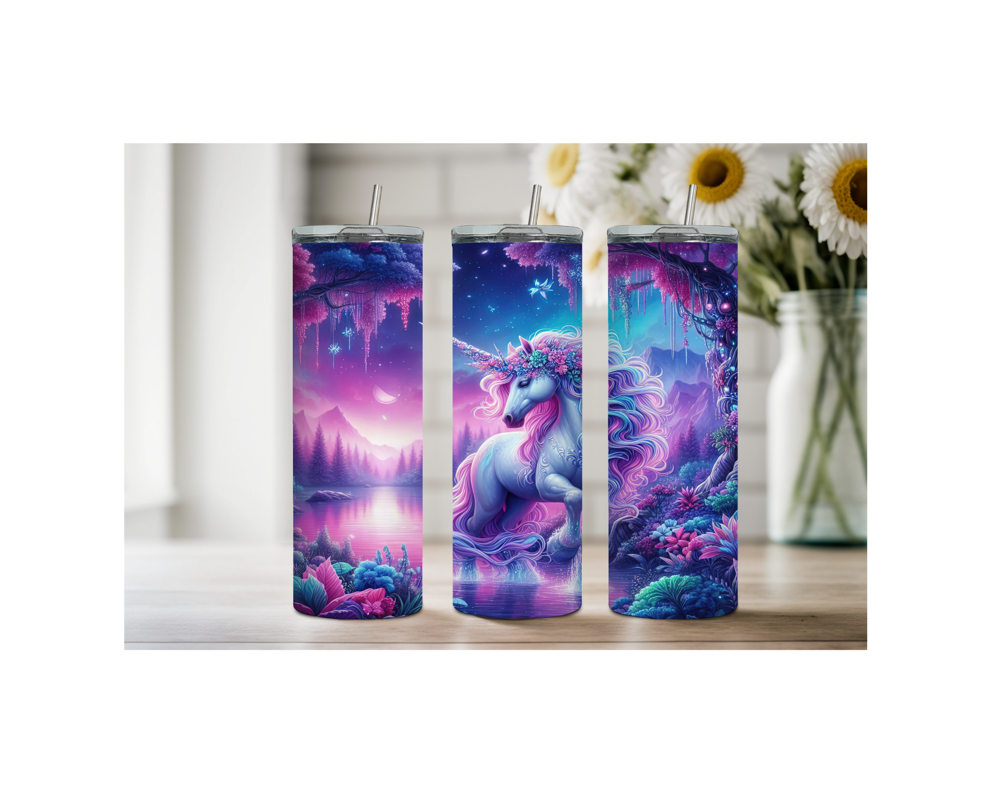 Magical Unicorn Stainless Steel Tumblers. Multiple Sizes and Images Available.