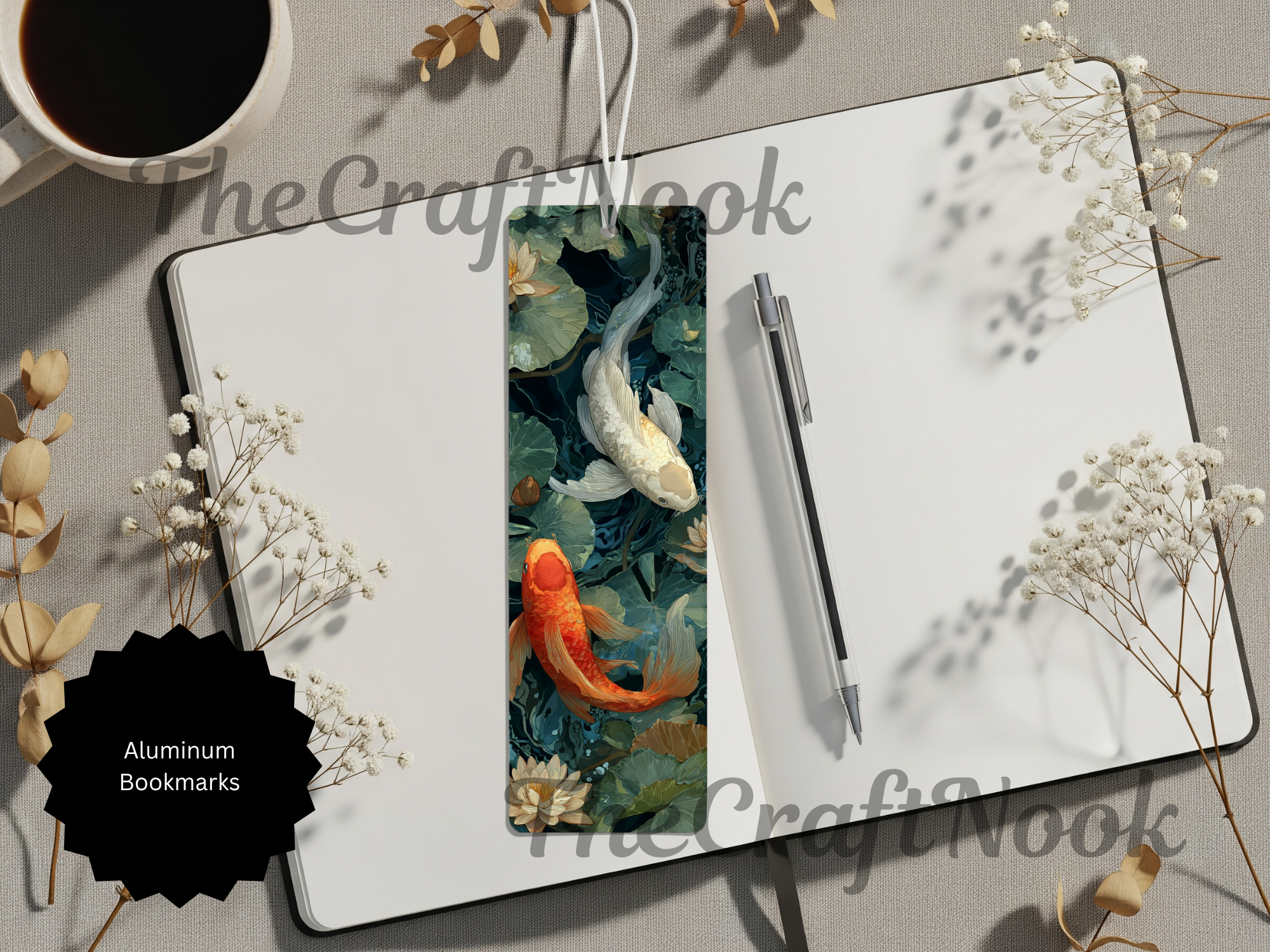 Koi Fish Bookmarks – Handcrafted Metal Bookmarks with Beads & Glitter