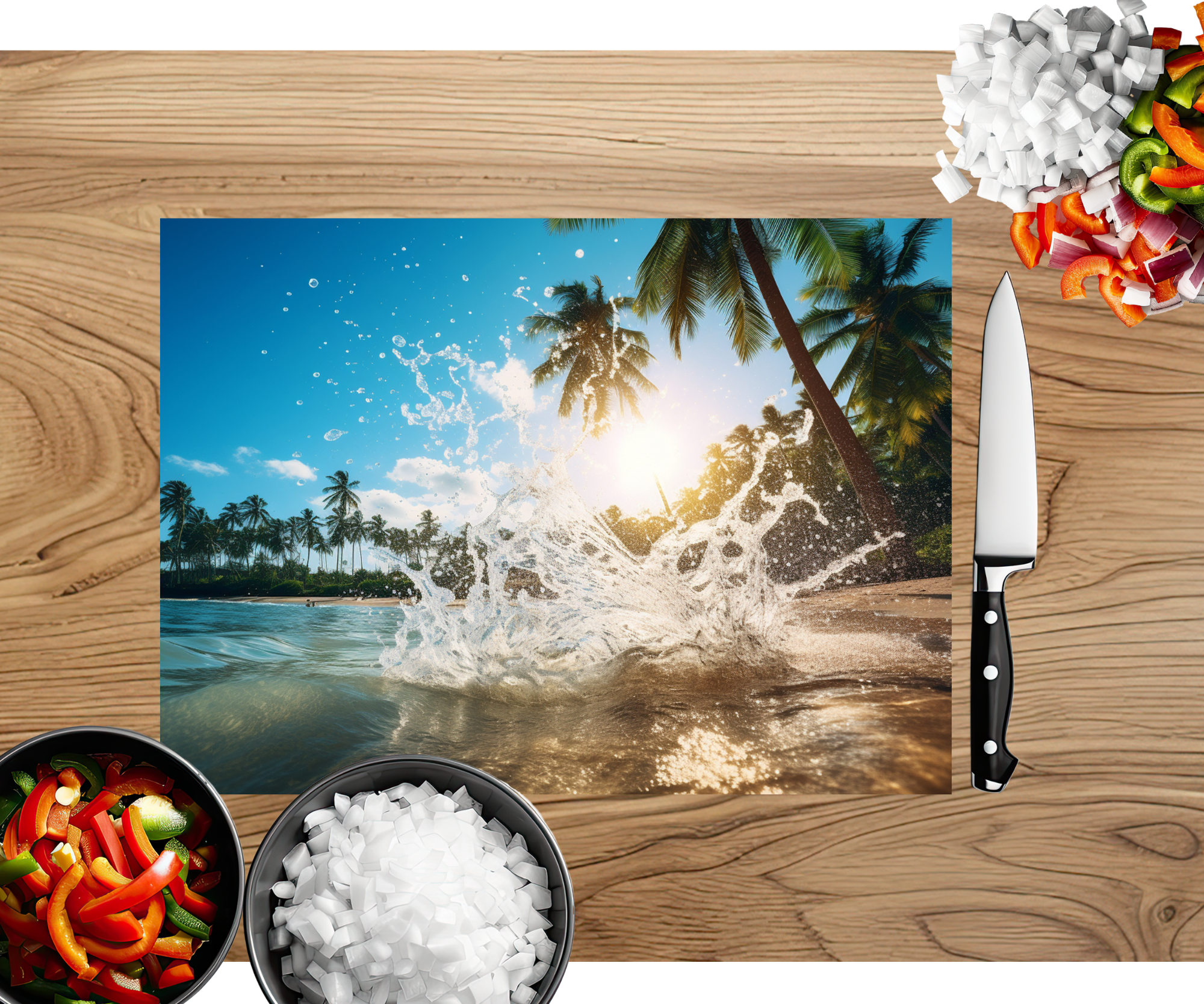 Beach Vibes Glass cutting boards. Multiple images Available.