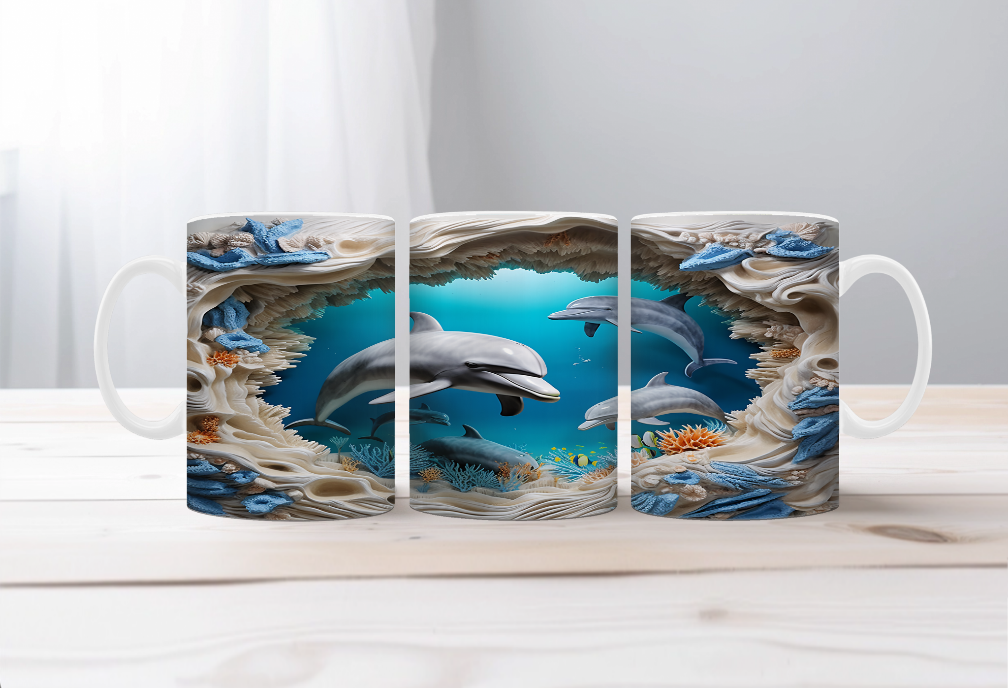 Flippin’ Cute Morning Mug, Dolphin coffee Mugs. Two sizes to choose from.