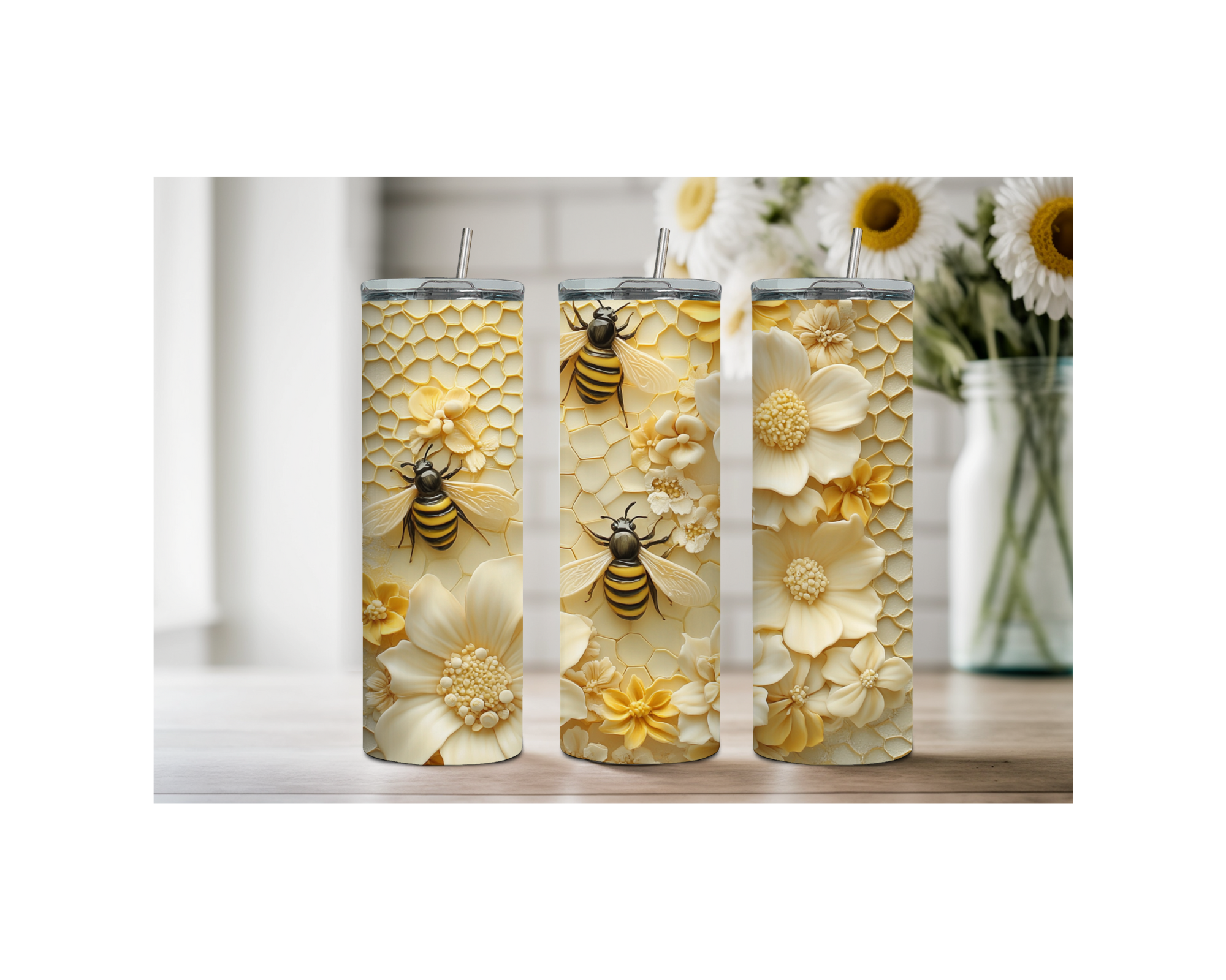 40 and 30 oz Honeybee Stainless Steel Tumblers. Multiple Images Available