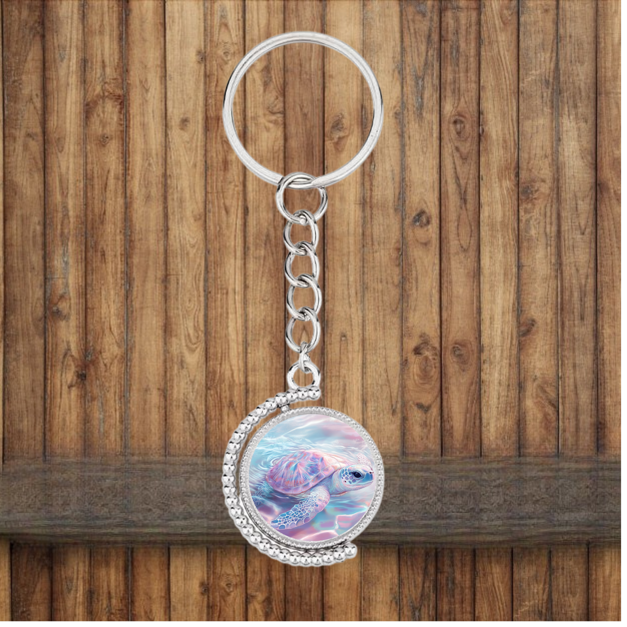 Sea Turtle Bezel Keychain — Choose Your Design