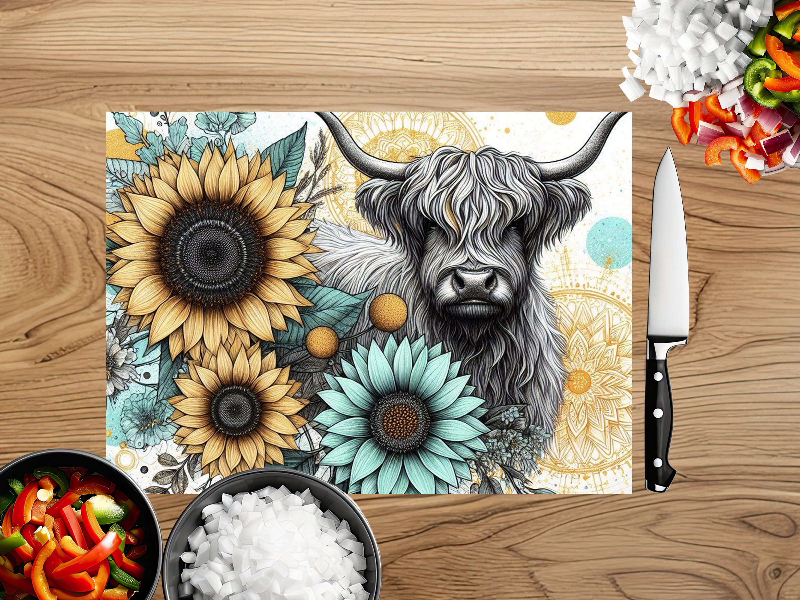 Highland Cow Farmhouse Cutting Board