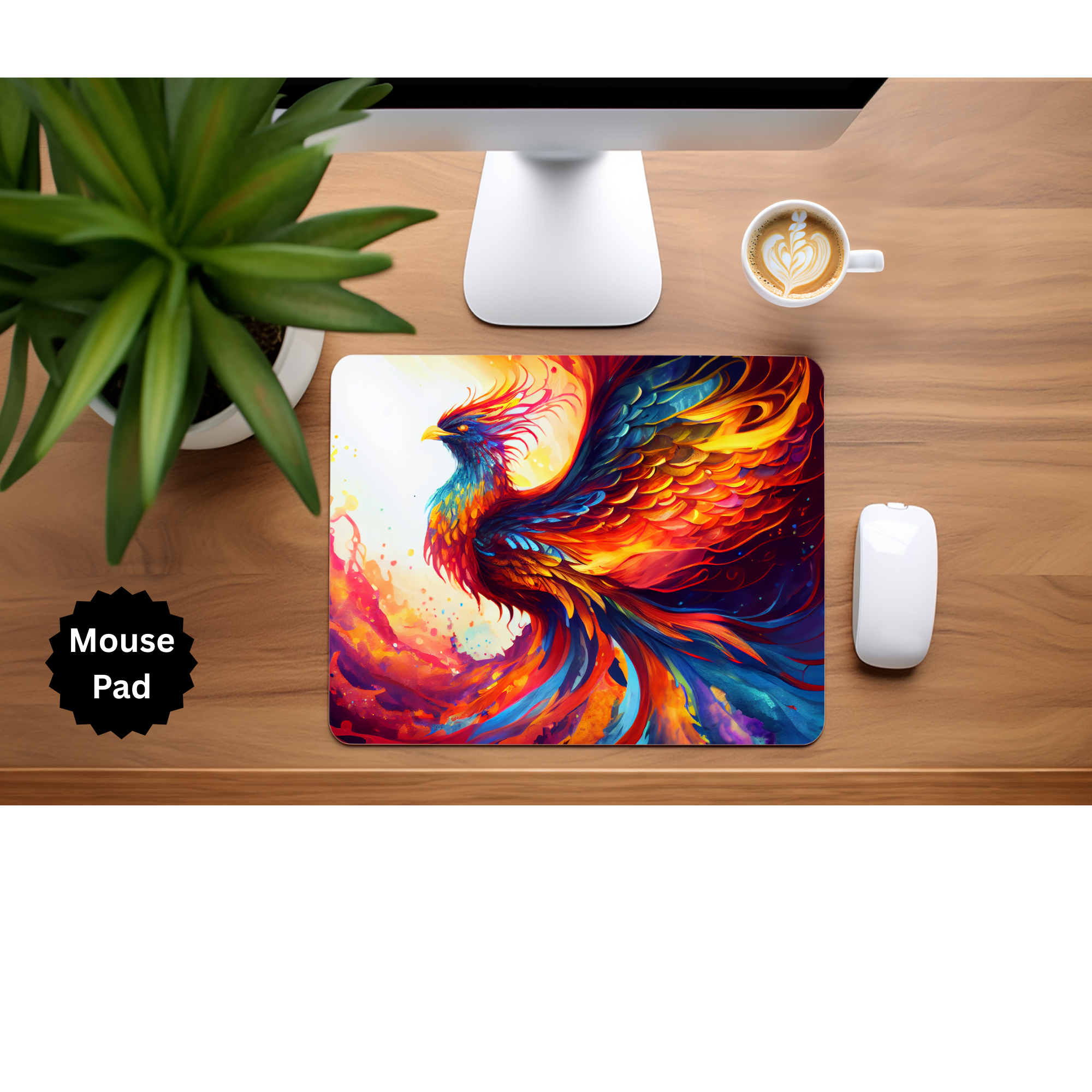 Phoenix Mouse Pad - Mythical Fire Bird Desk Accessory