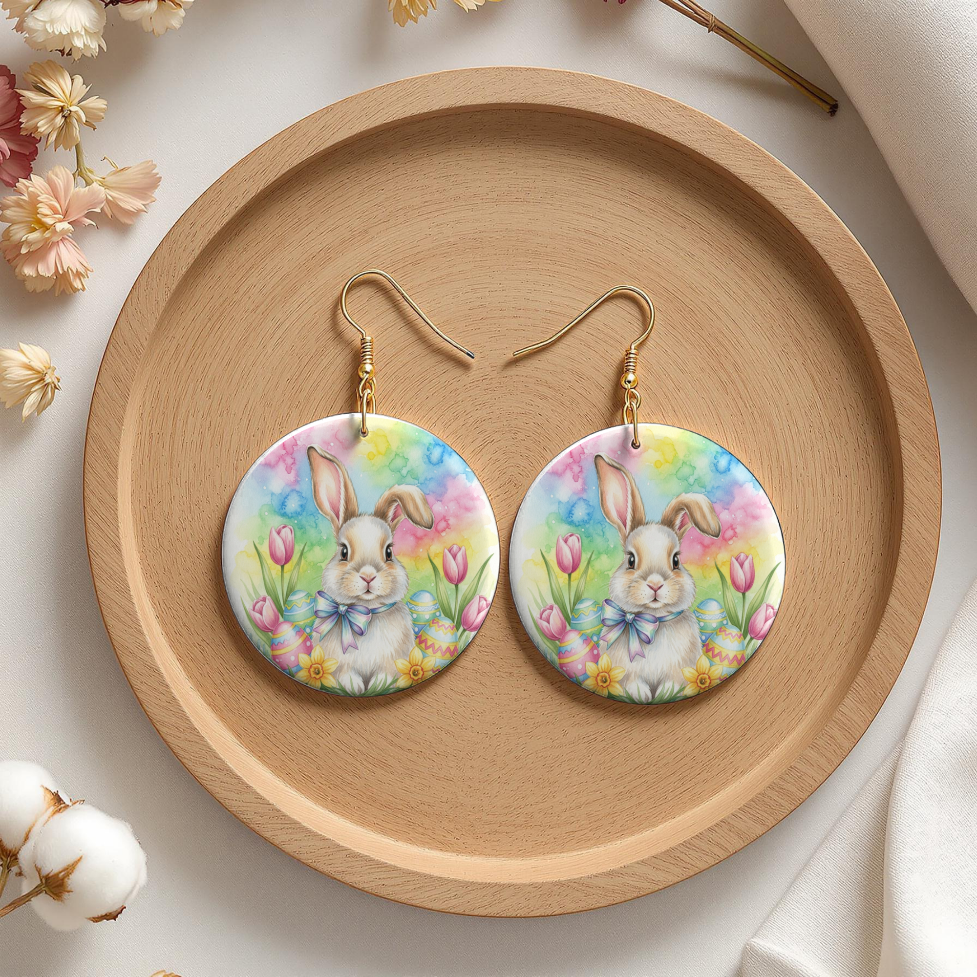 Pastel Bunny Garden Easter Earrings