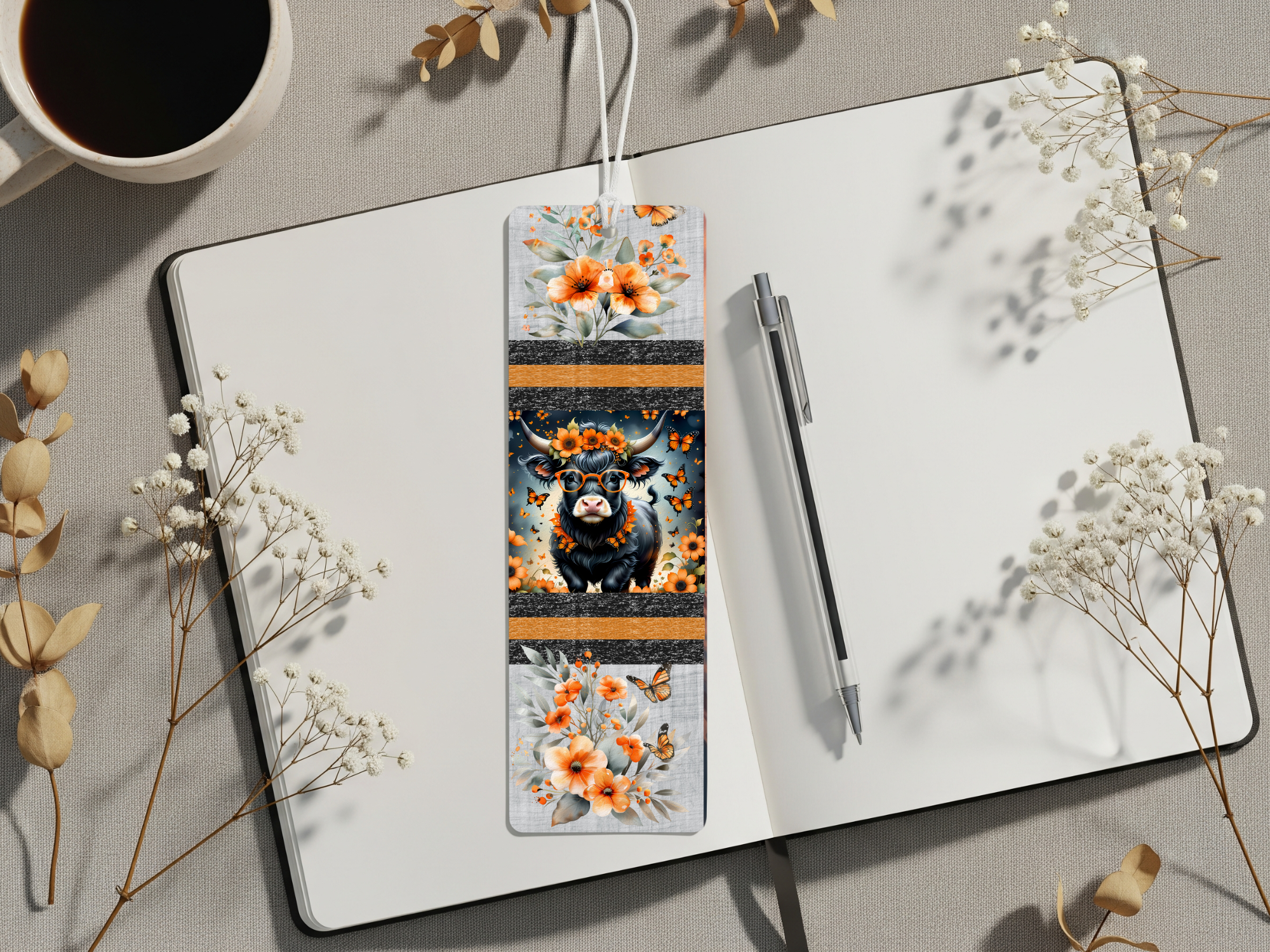 Aluminum Metal Bookmarks, Highland Cow Images For readers who prefer their page‑holders with bangs and horns
