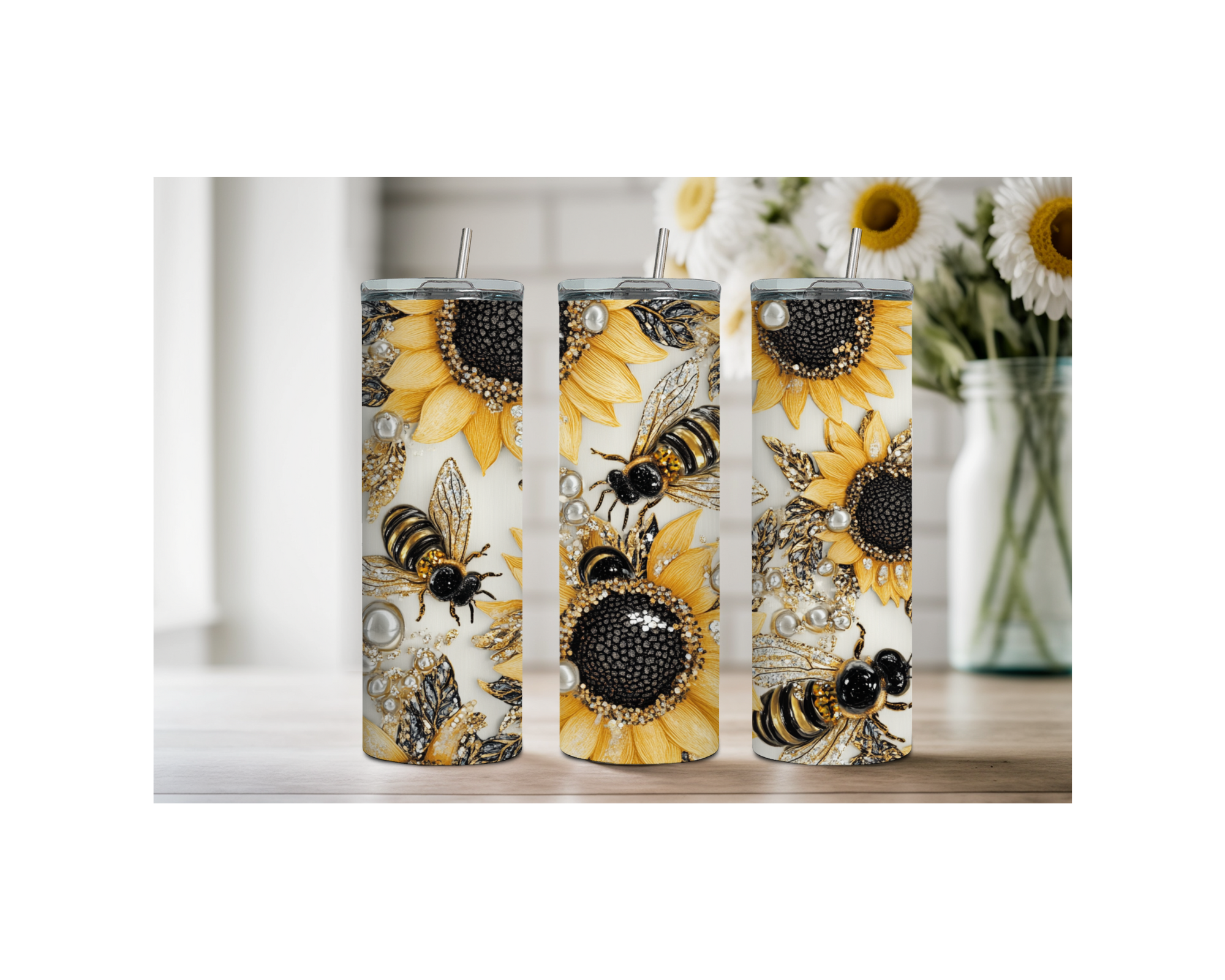40 and 30 oz Honeybee Stainless Steel Tumblers. Multiple Images Available