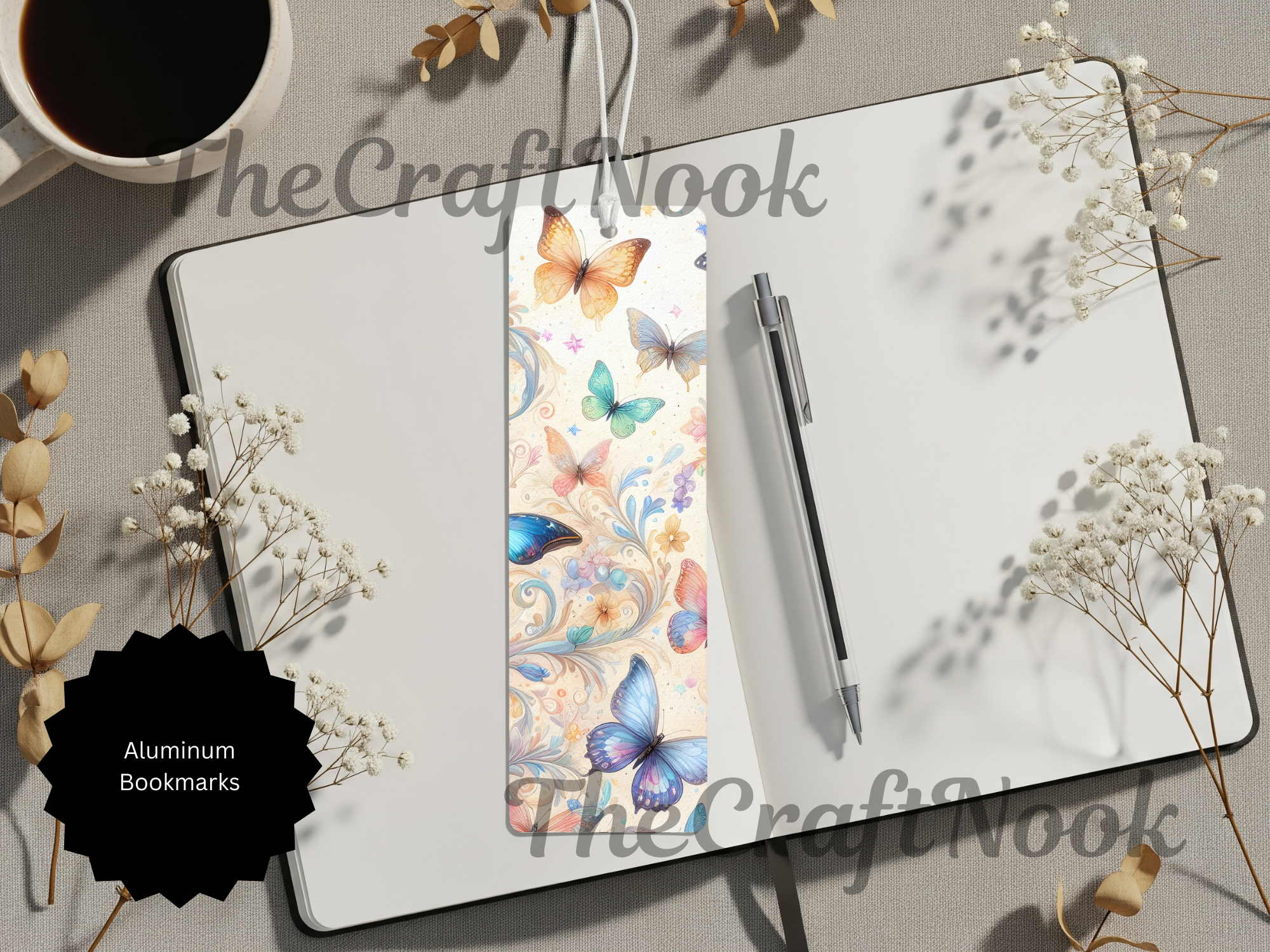 Butterfly Bookmarks - Handcrafted Aluminum Metal with Beads & Glitter