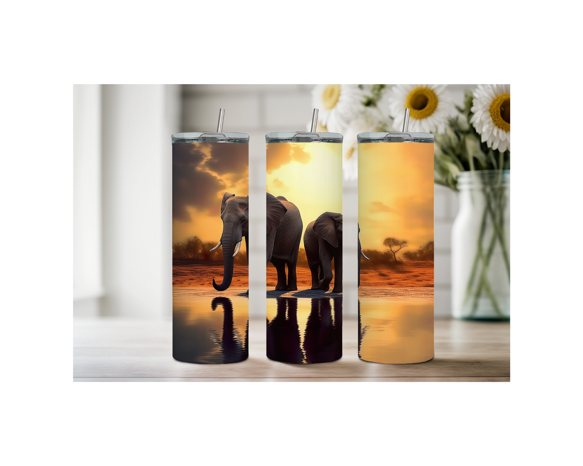 20 ounce Wise & Wonderful Elephant Stainless Tumbler. Multiple Sizes and Images Available.