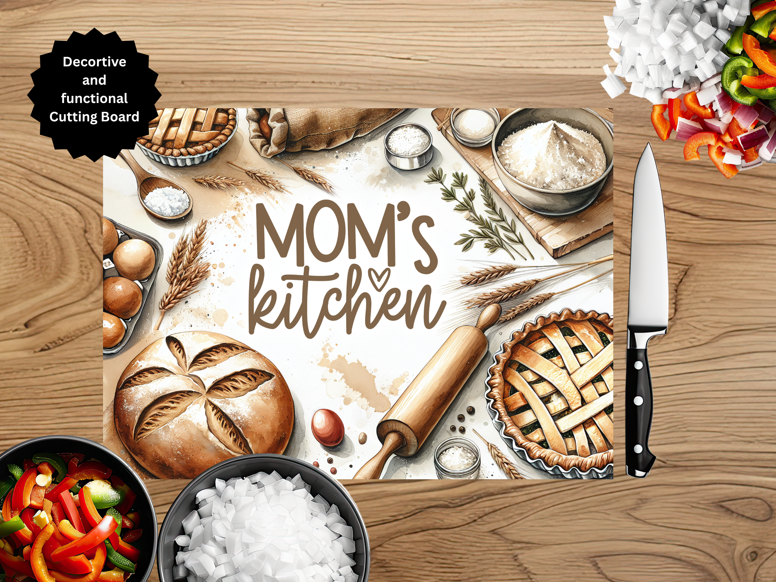 Mother's Day Glass Cutting Board — Choose Your Design