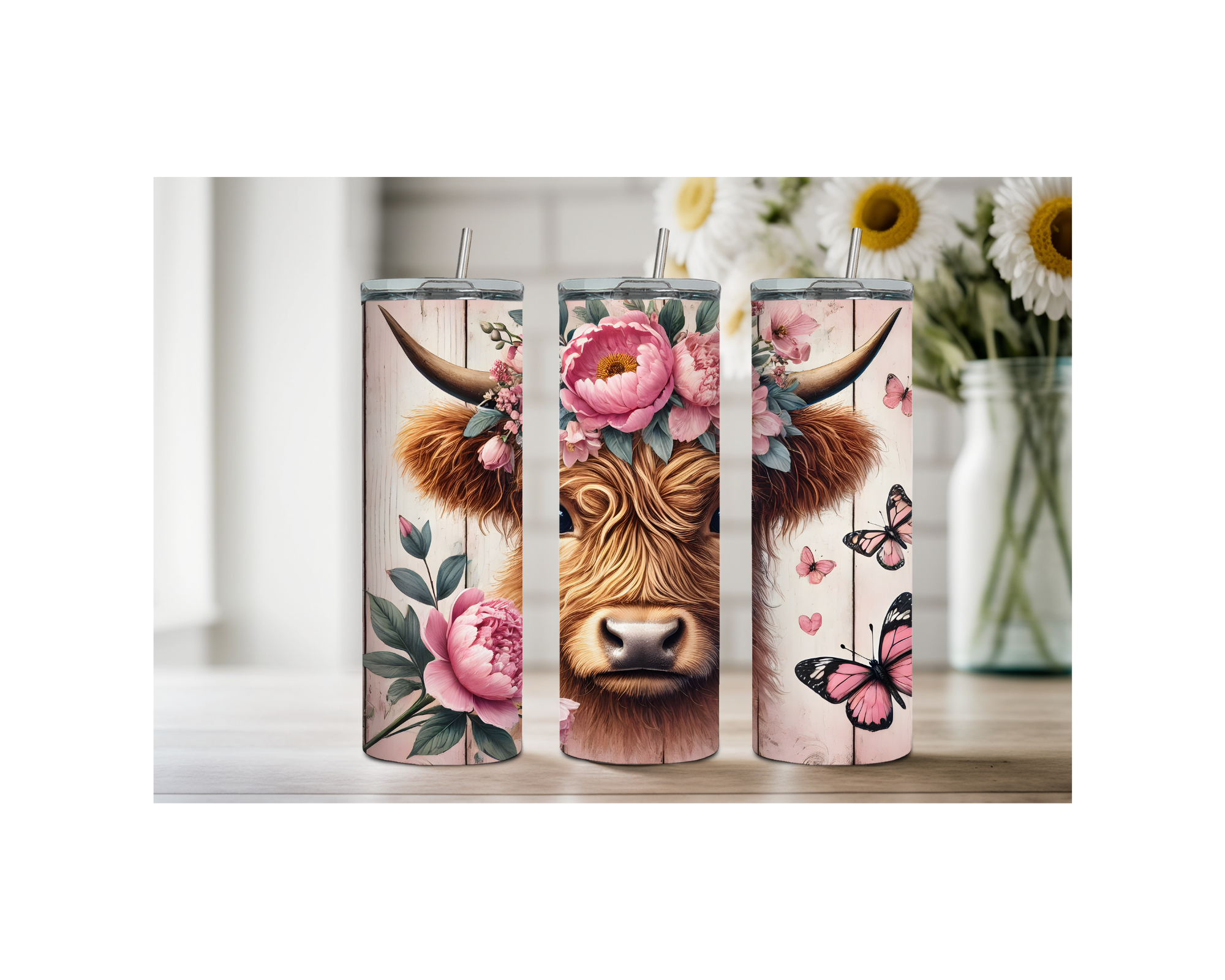20 oz Highland Cutie Country Stainless Steel Tumbler. Multiple Images Available.