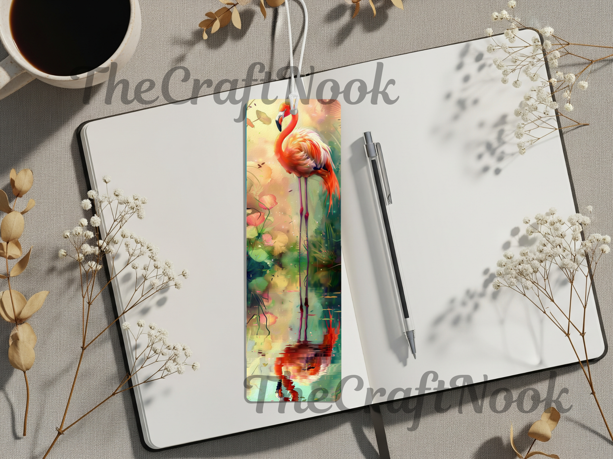 Tropical Whimsy Flamingo Aluminum Metal Bookmarks