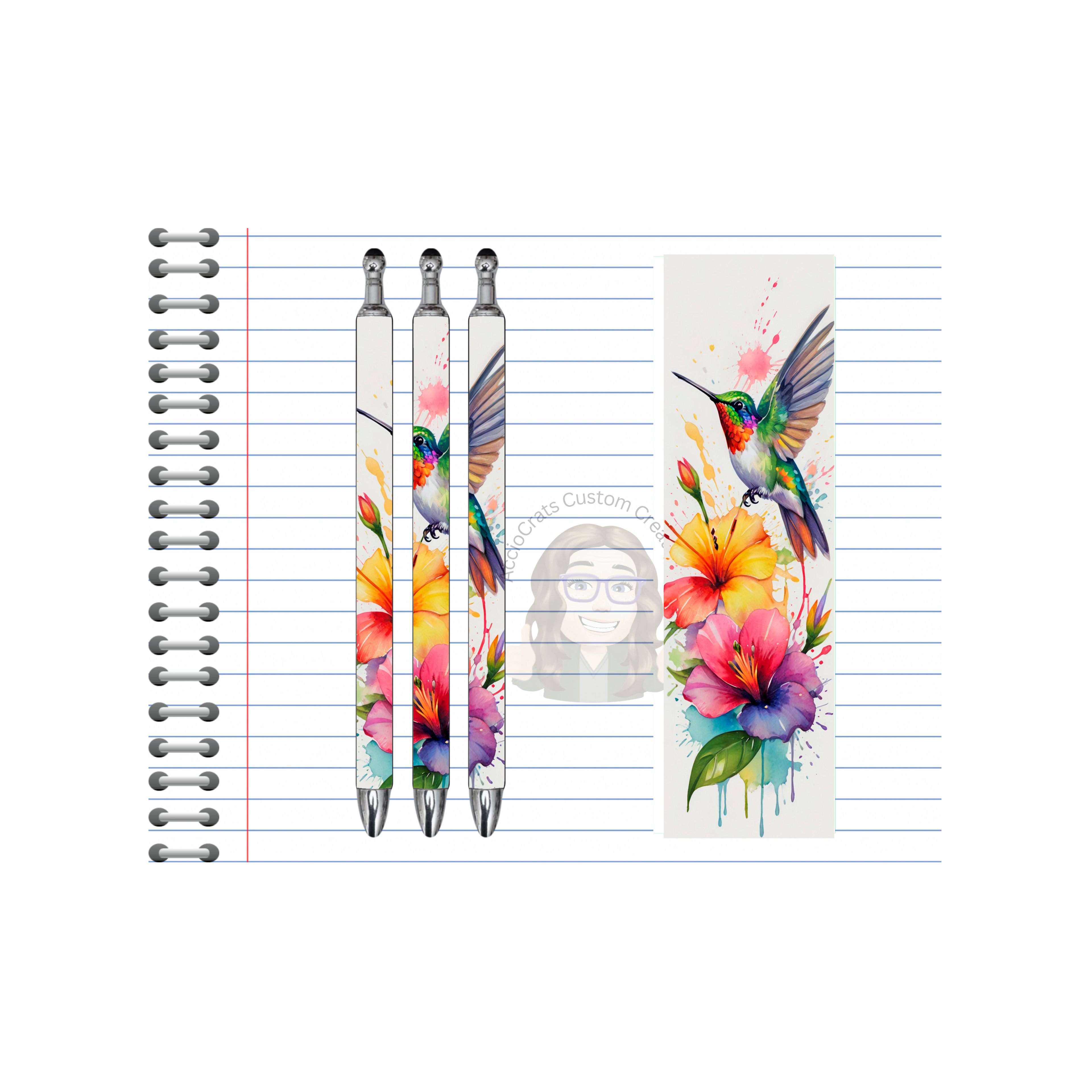 Refillable Pens, Hummingbird Images. Let your writing bloom. 🌸✨multiple options and Images available