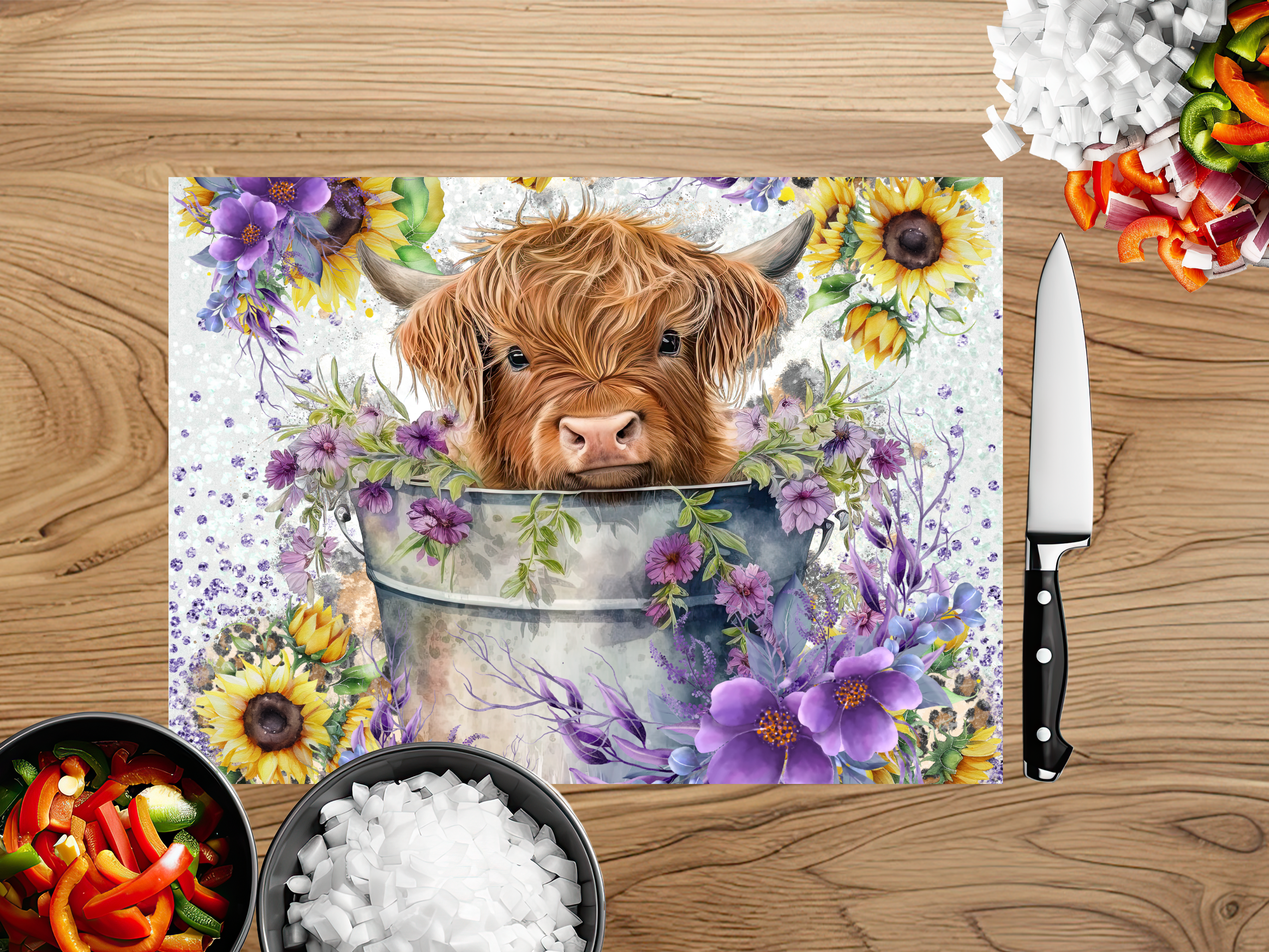Highland Cow Farmhouse Cutting Board