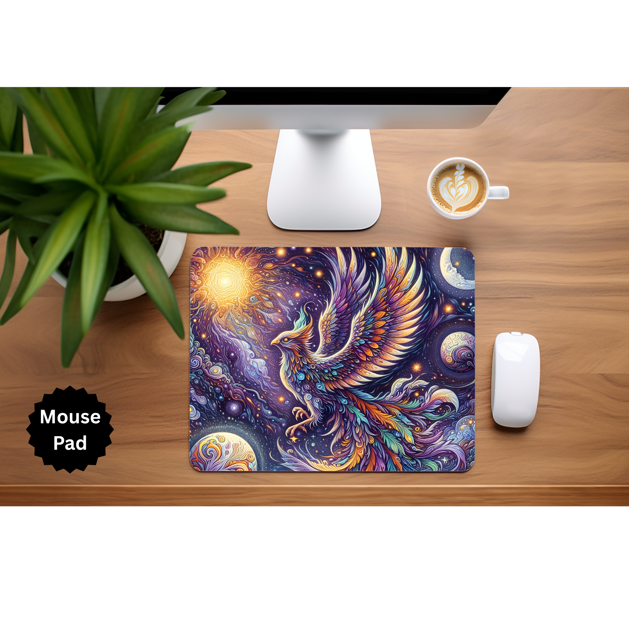 Phoenix Mouse Pad - Mythical Fire Bird Desk Accessory