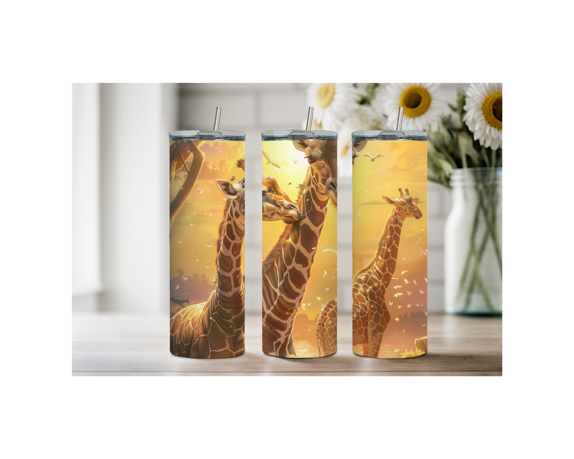 20-ounce Gentle Giraffe Whimsy Stainless Steel Tumbler. Multiple Images Available.