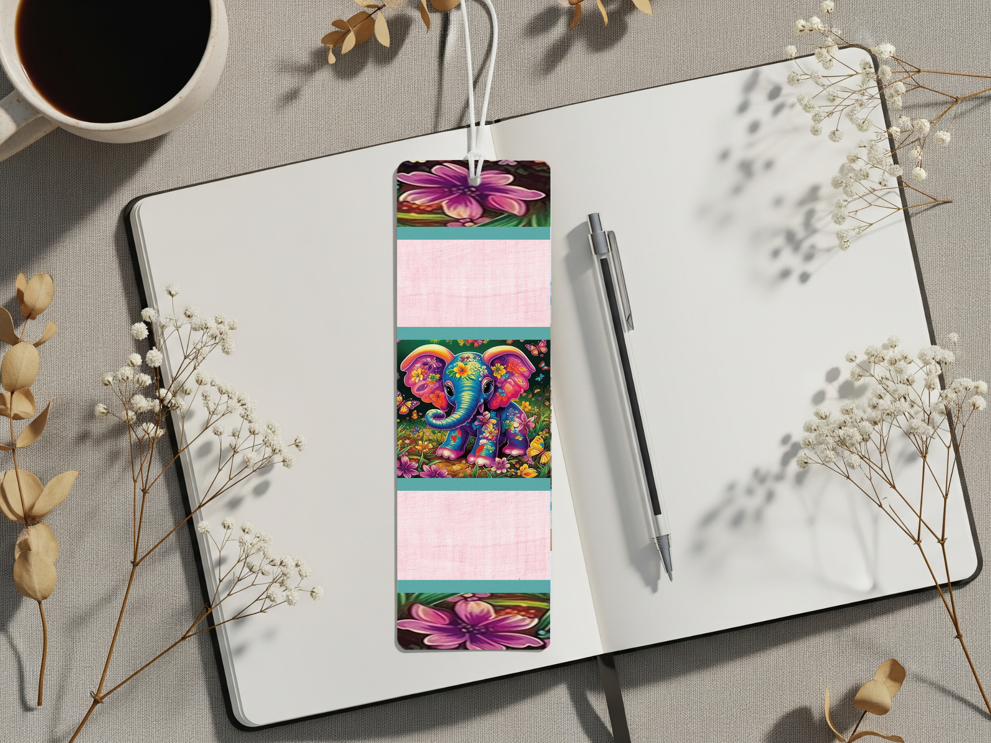 Aluminum Metal Bookmarks, Elephant Images