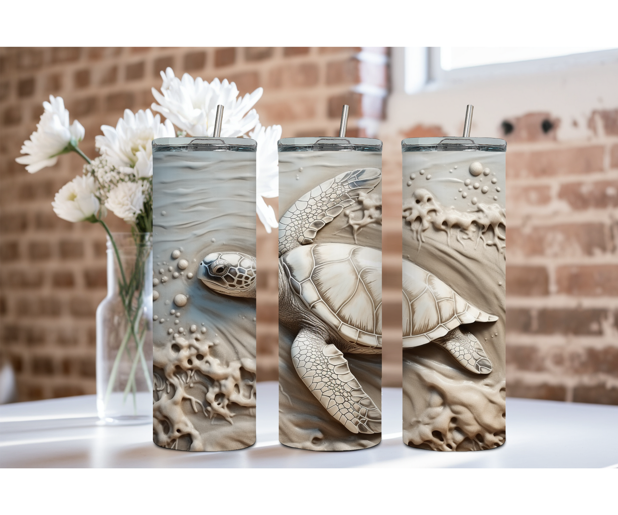 20 oz sip and surf Sea turtle Tumblers, Multiple images to choose from, with or without handle and speakers.