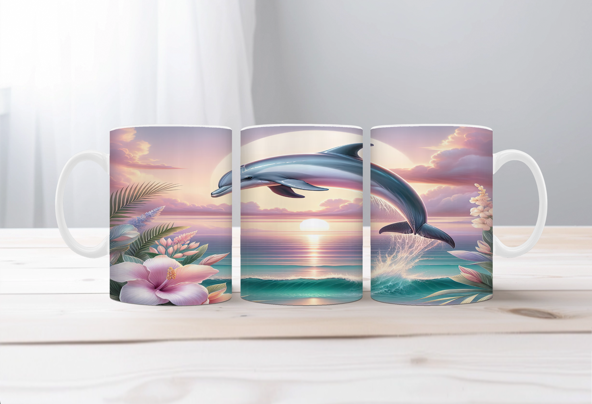 Flippin’ Cute Morning Mug, Dolphin coffee Mugs. Two sizes to choose from.