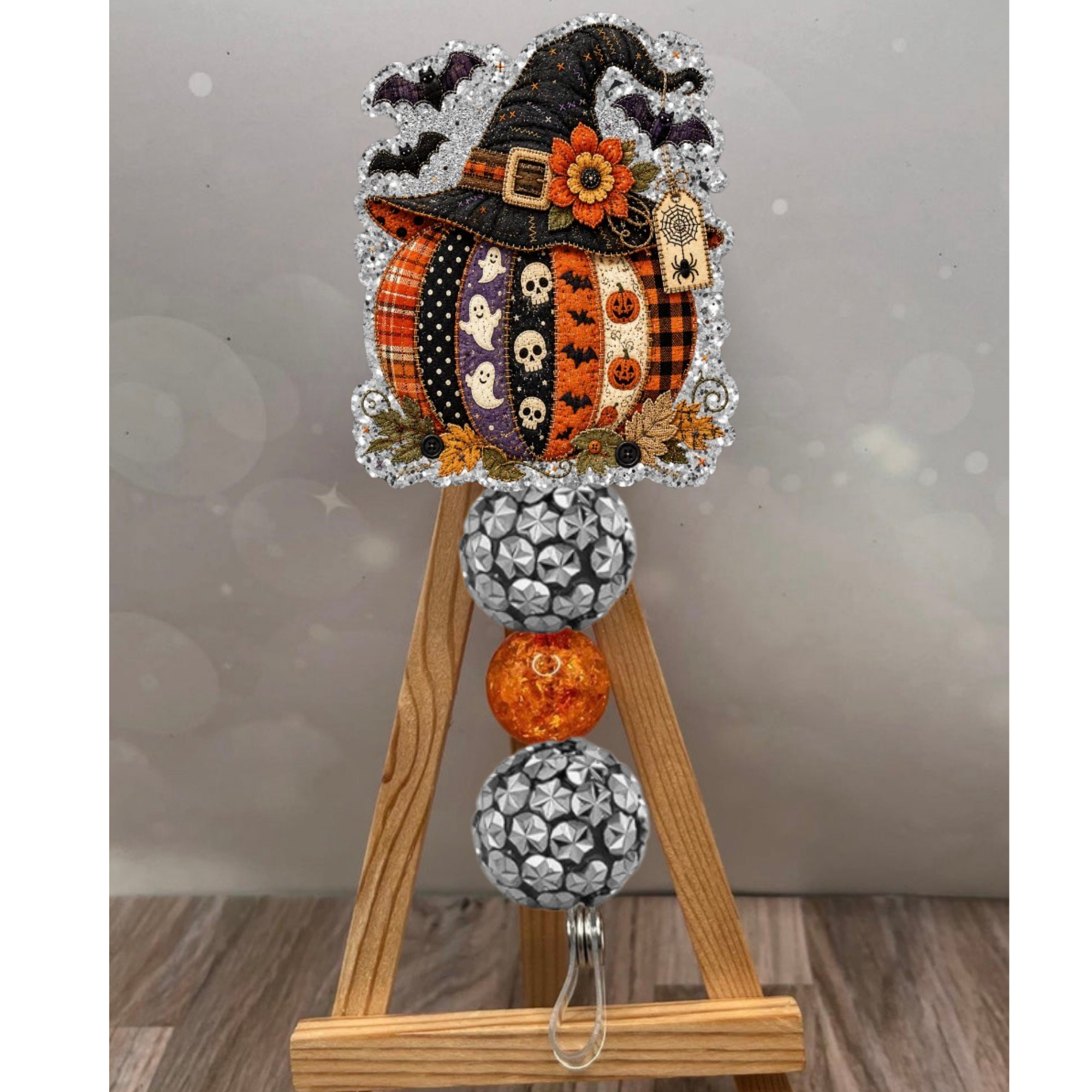 Patchwork Pumpkin Badge Pull