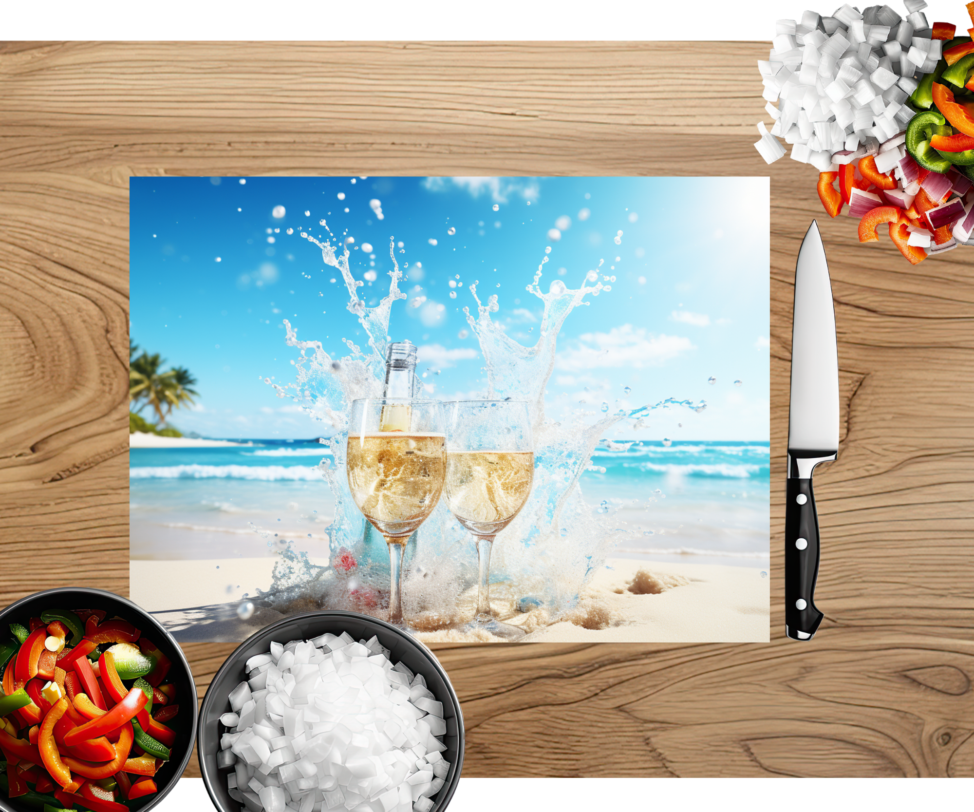 Beach Vibes Glass cutting boards. Multiple images Available.