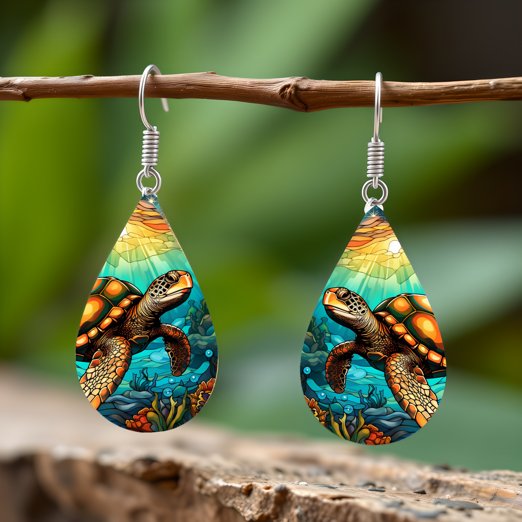 Sea Turtle Teardrop Earrings — Choose Your Design