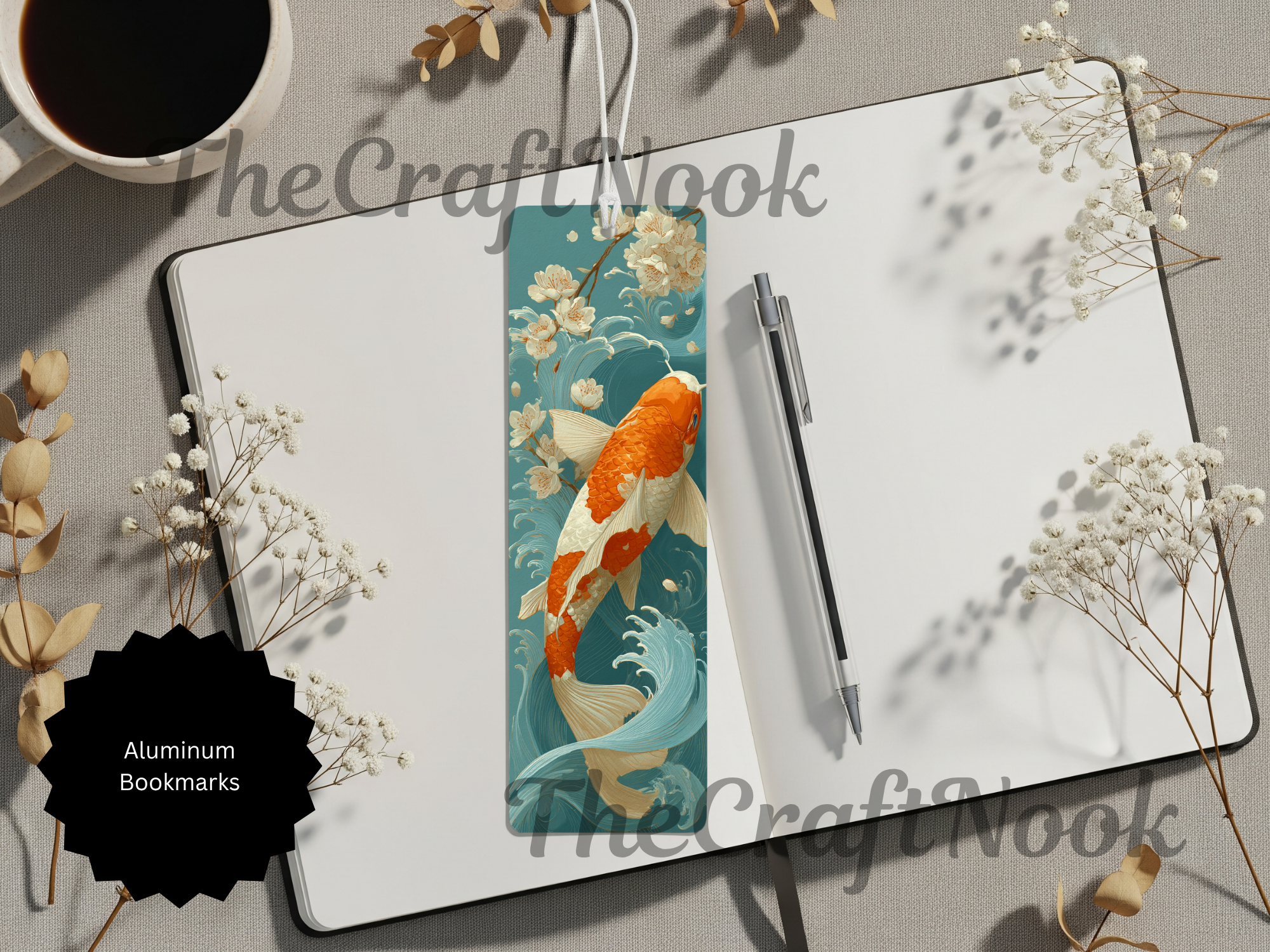 Koi Fish Bookmarks – Handcrafted Metal Bookmarks with Beads & Glitter