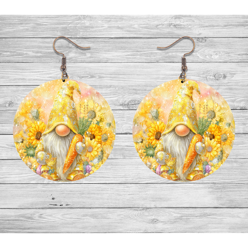 Sunflower Gnome Dangle Earrings