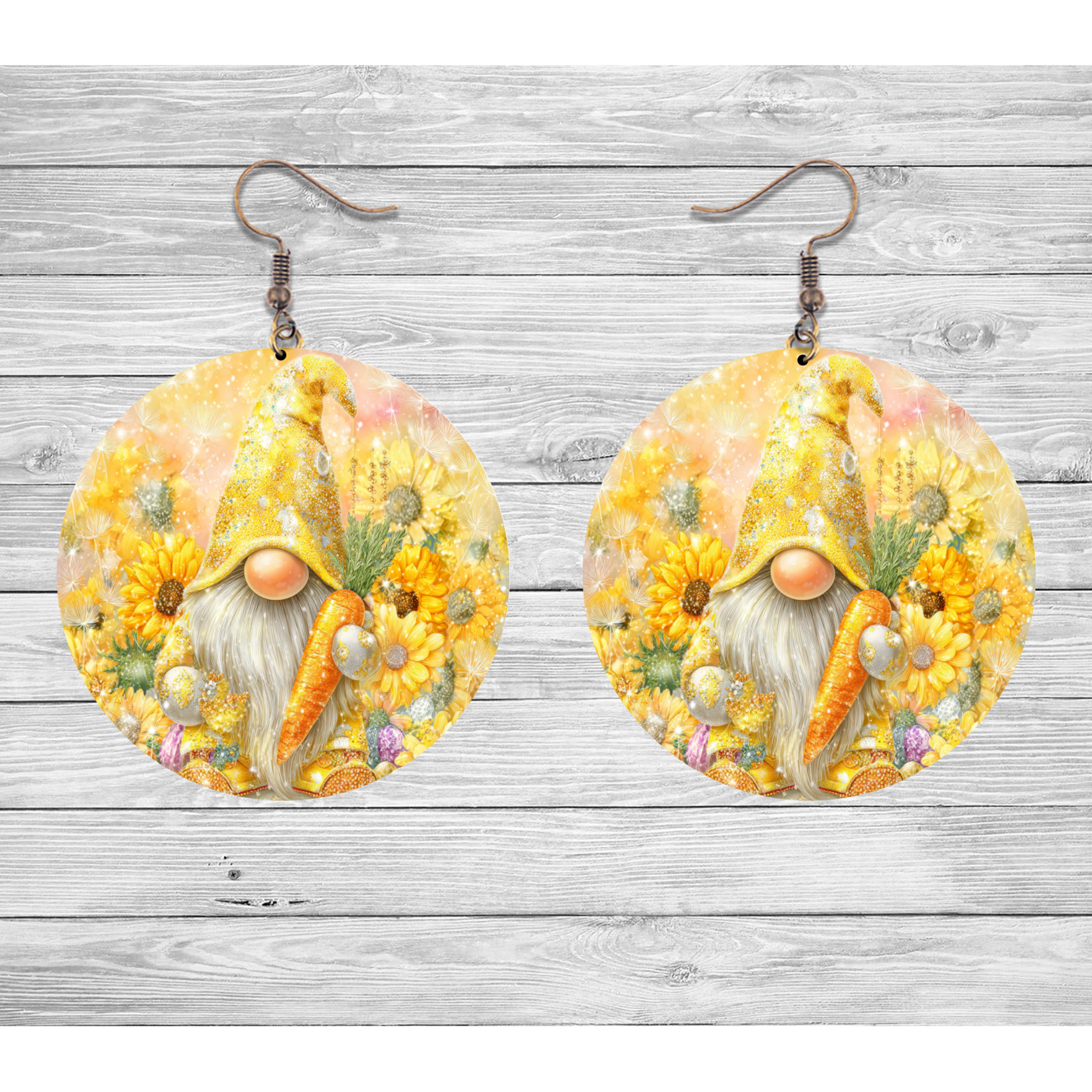 Sunflower Gnome Dangle Earrings