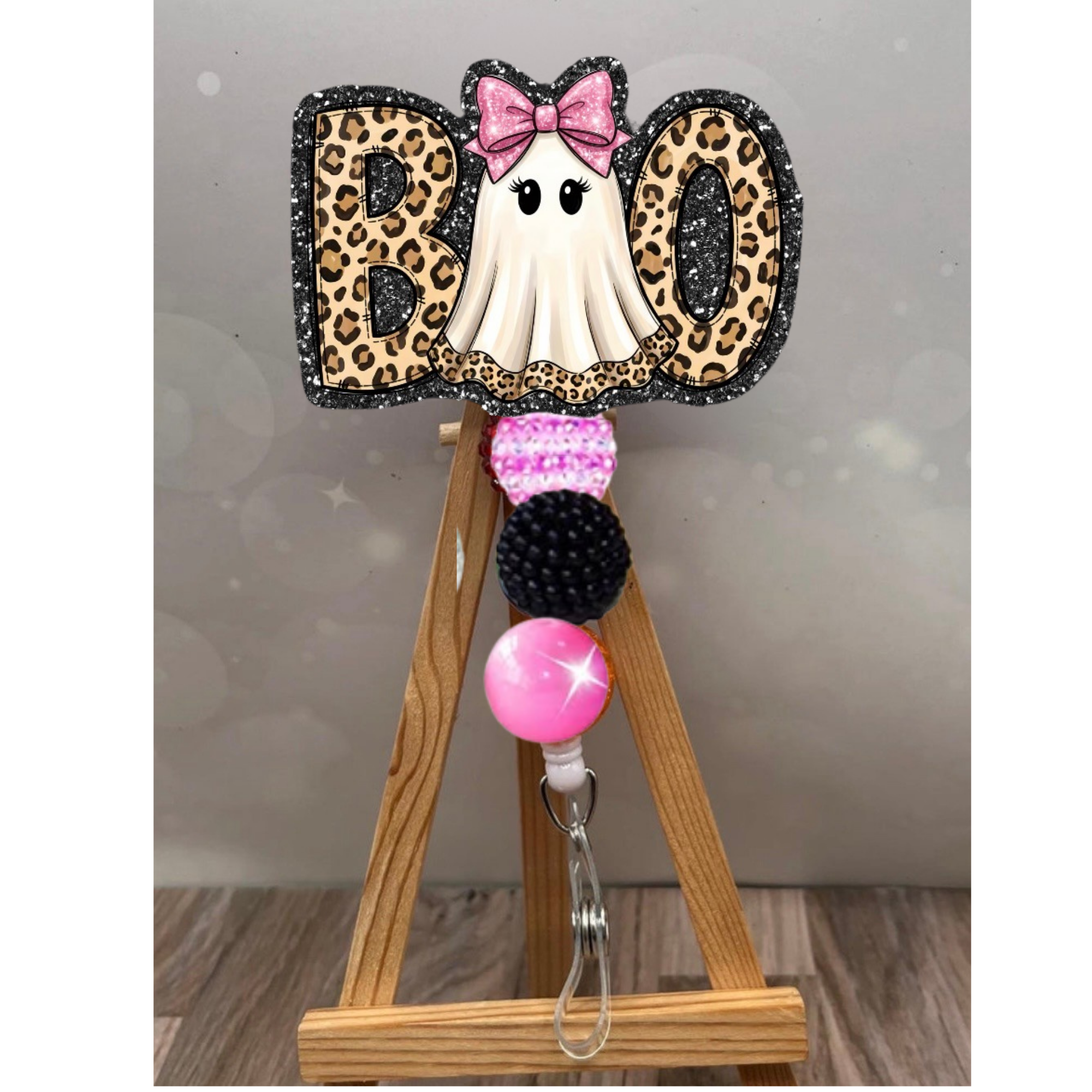 Cute Boo Badge Pull – Glitter Lanyard Accessory