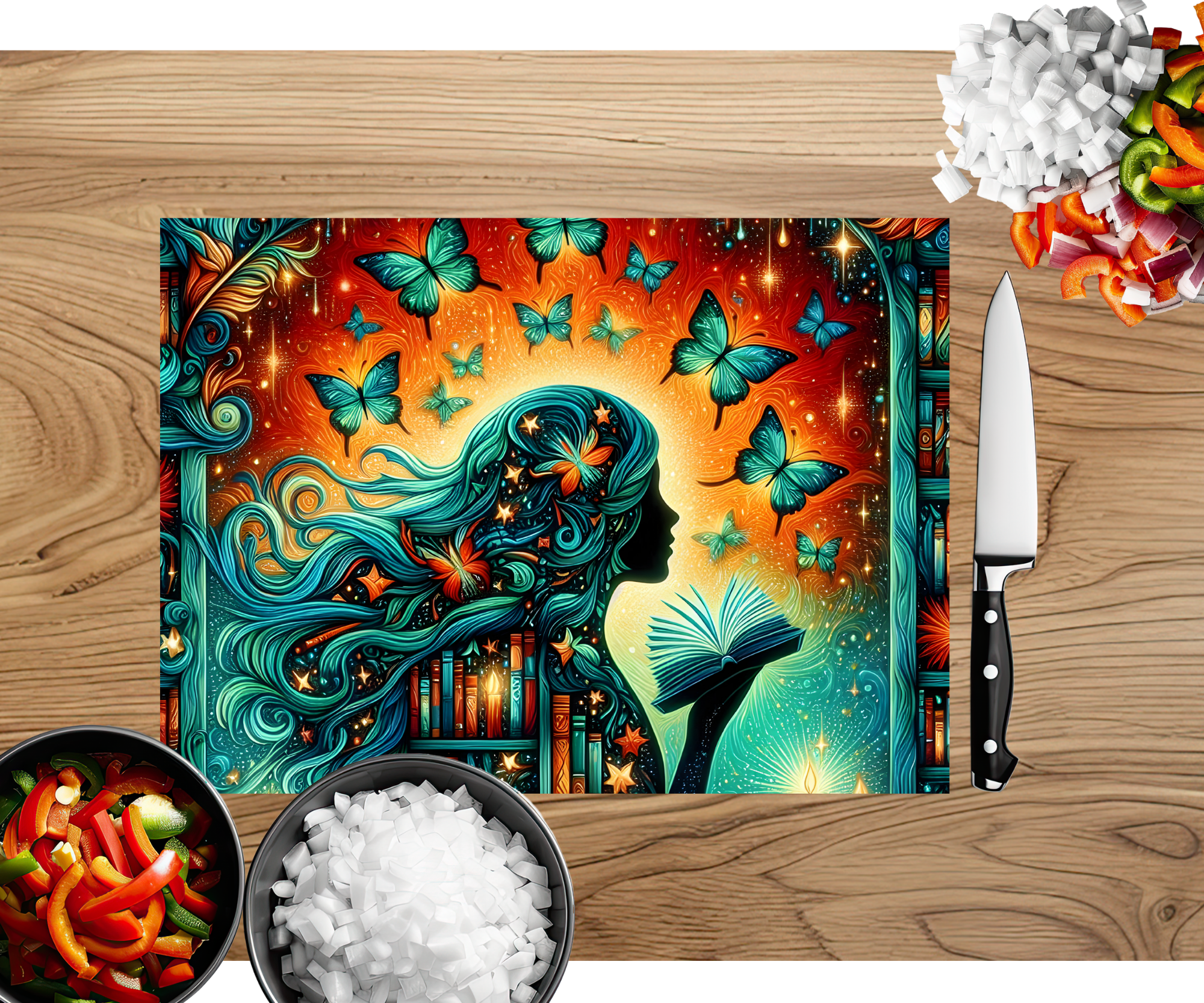 Chapter & Chop Book‑Themed Cutting Board