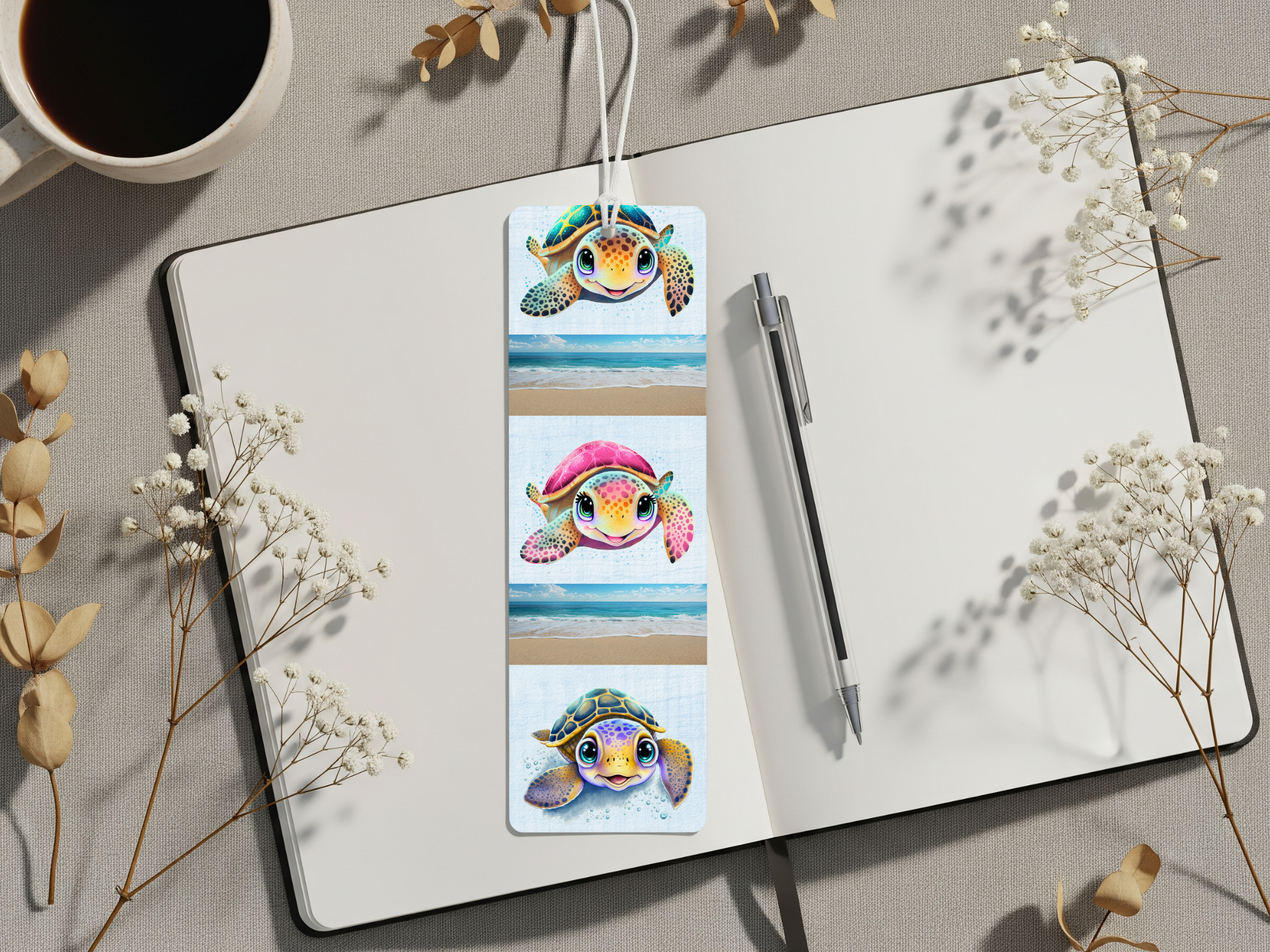 Aluminum Metal Bookmarks, Sea Turtle Images Bring a splash of the sea to every page