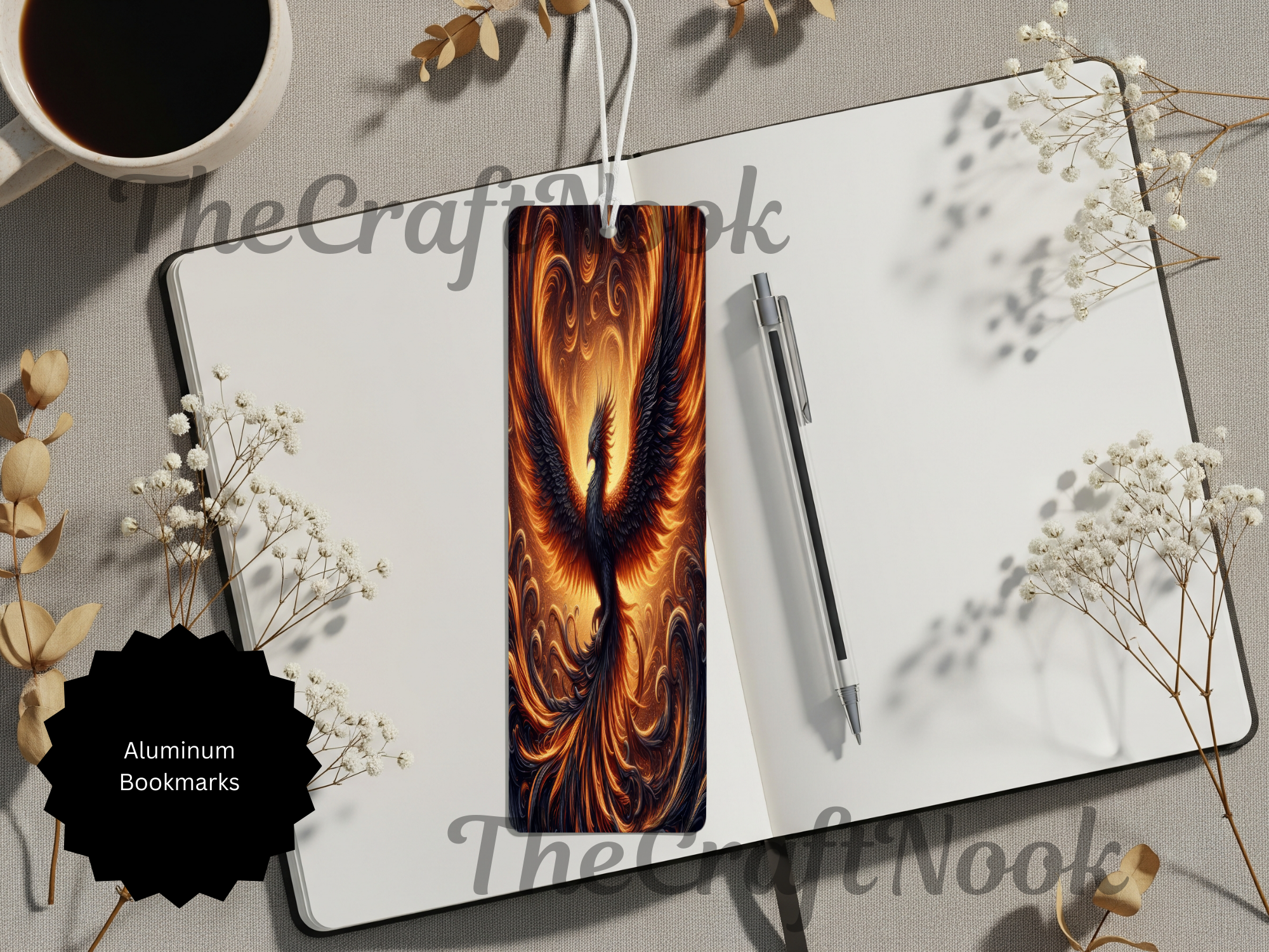 Phoenix Bookmarks - Handcrafted Metal Fire Bird Bookmarks with Beads & Glitter
