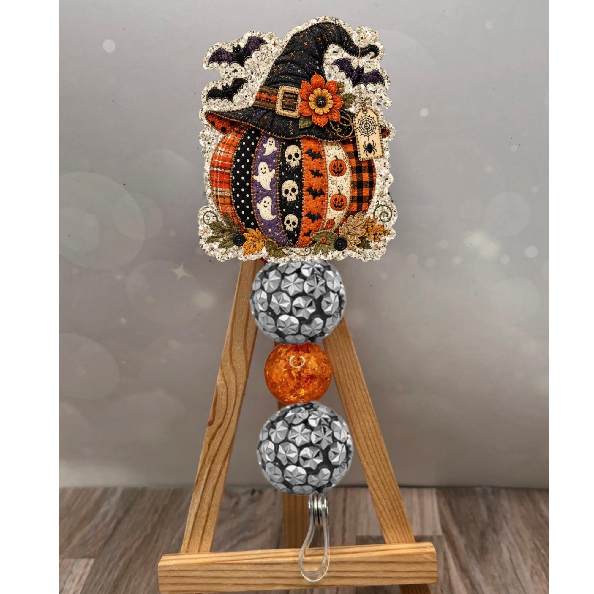 Patchwork Pumpkin Badge Pull