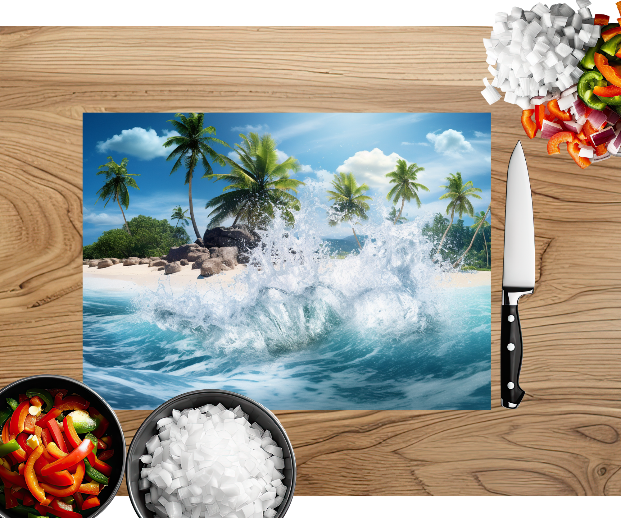 Beach Vibes Glass cutting boards. Multiple images Available.