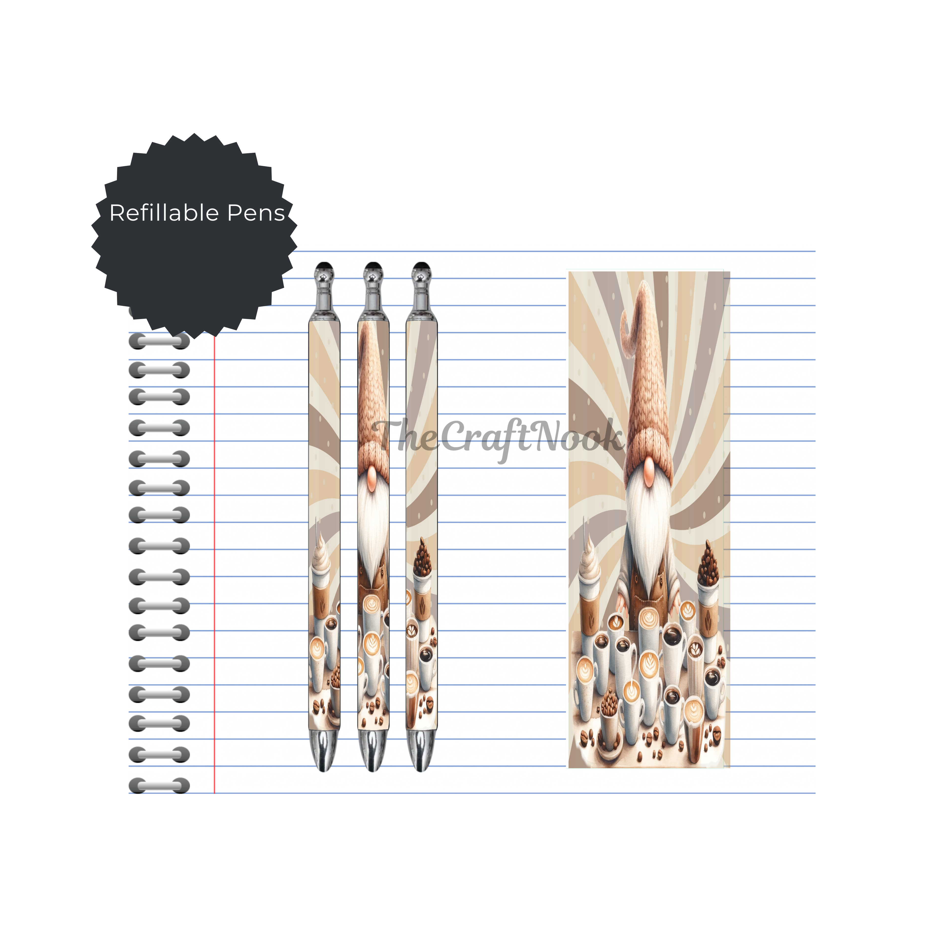 Caffeine & Creativity Refillable Pens, multiple options and Images available.
