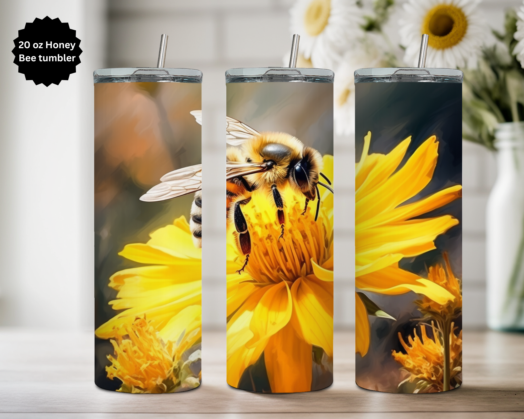 20 oz Honeybee tumbler. Multiple Images Available.