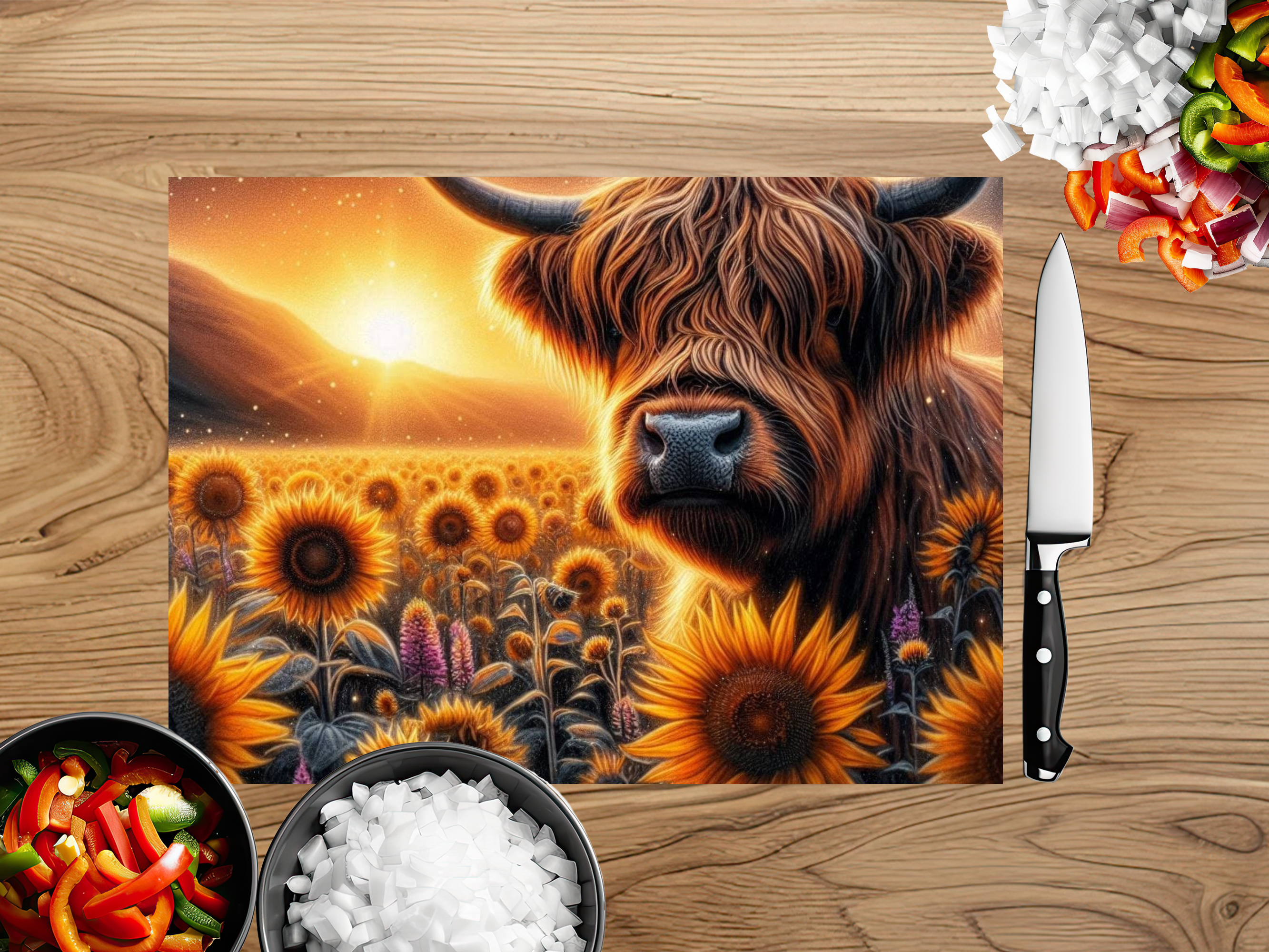 Highland Cow Farmhouse Cutting Board