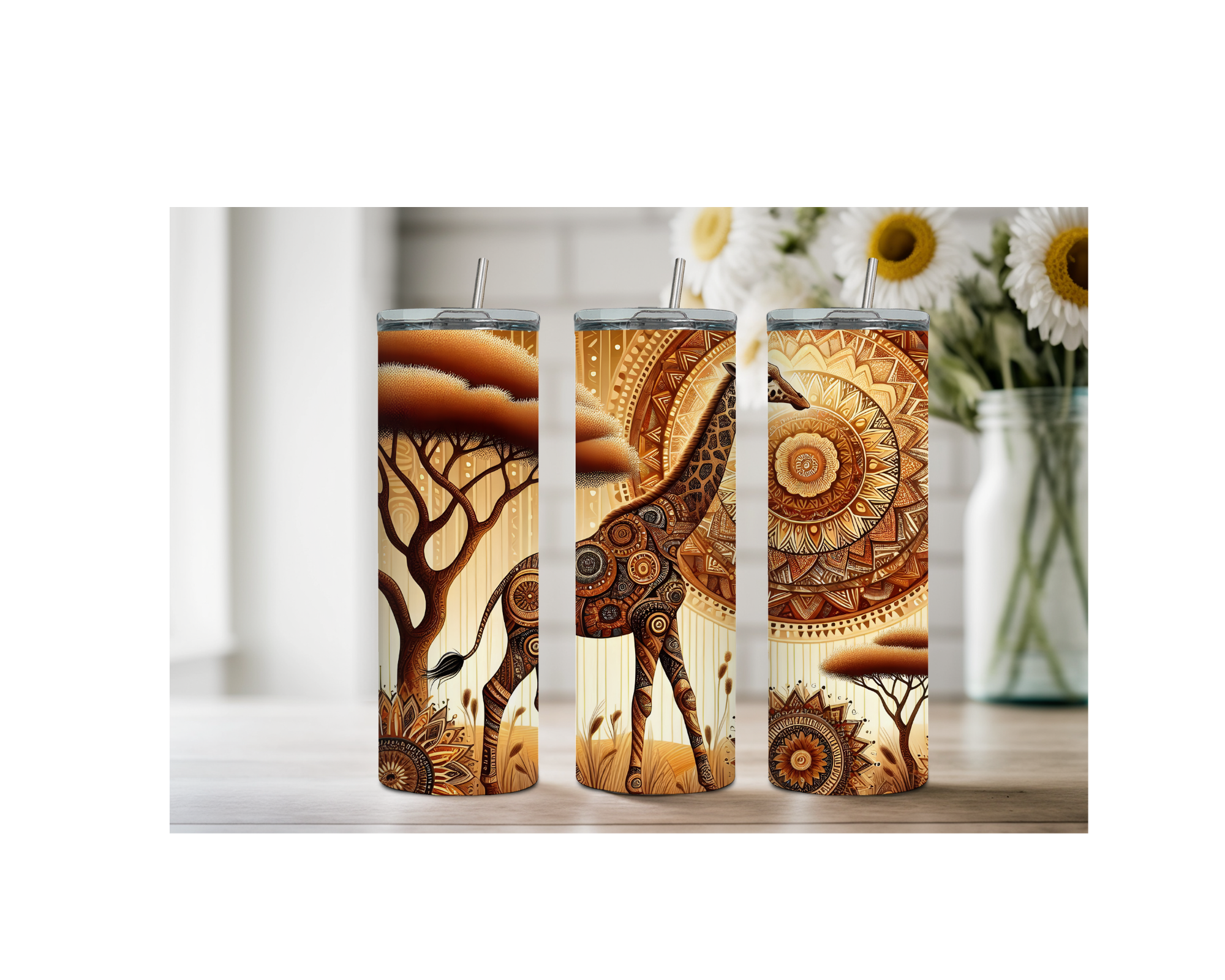 20-ounce Gentle Giraffe Whimsy Stainless Steel Tumbler. Multiple Images Available.